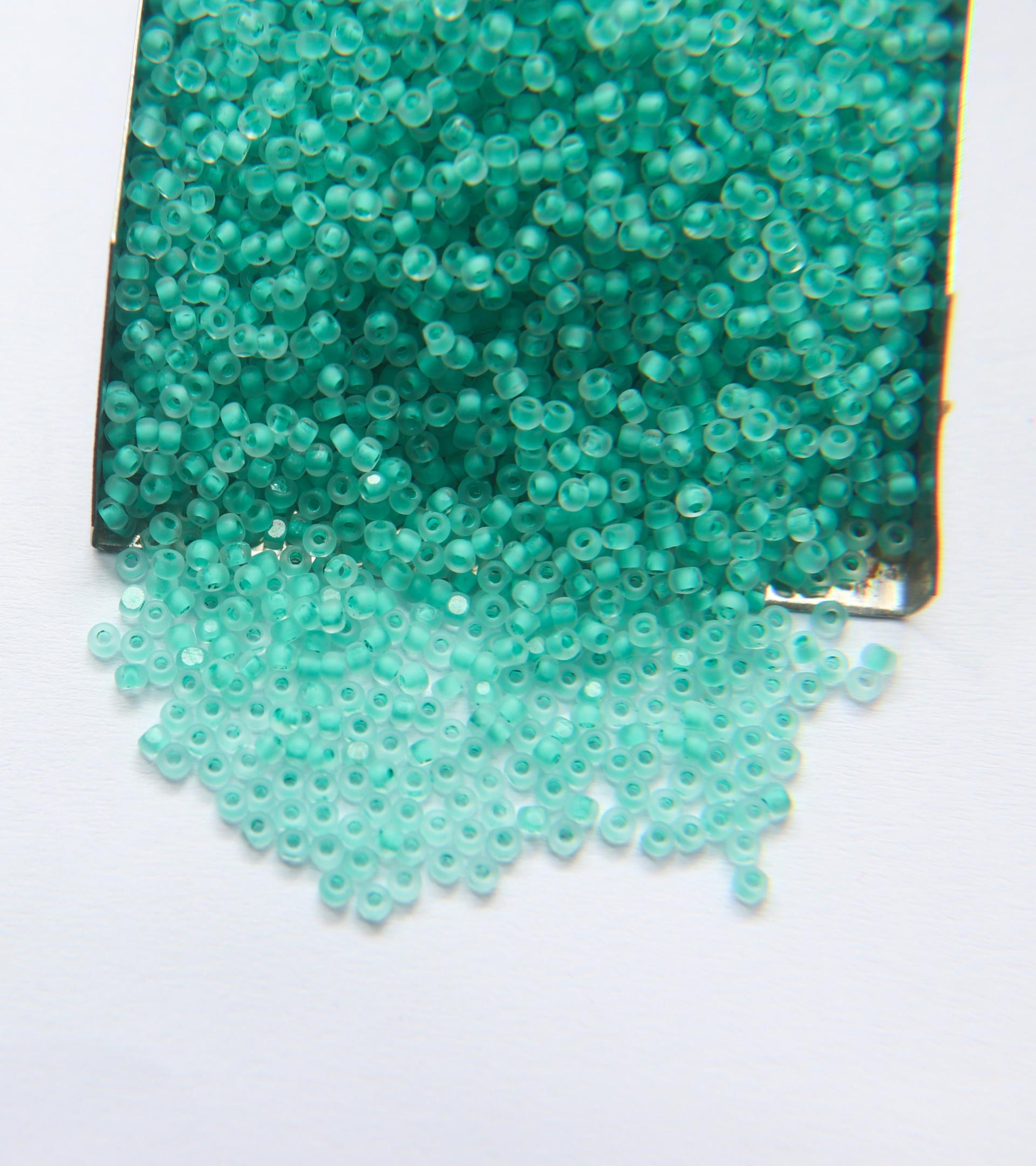 11/0 Charlotte Cut Beads Crystal Matt Mint Lined 10/20/50/250/500 Grams embroidery materials, jewelry making, native vintage beads