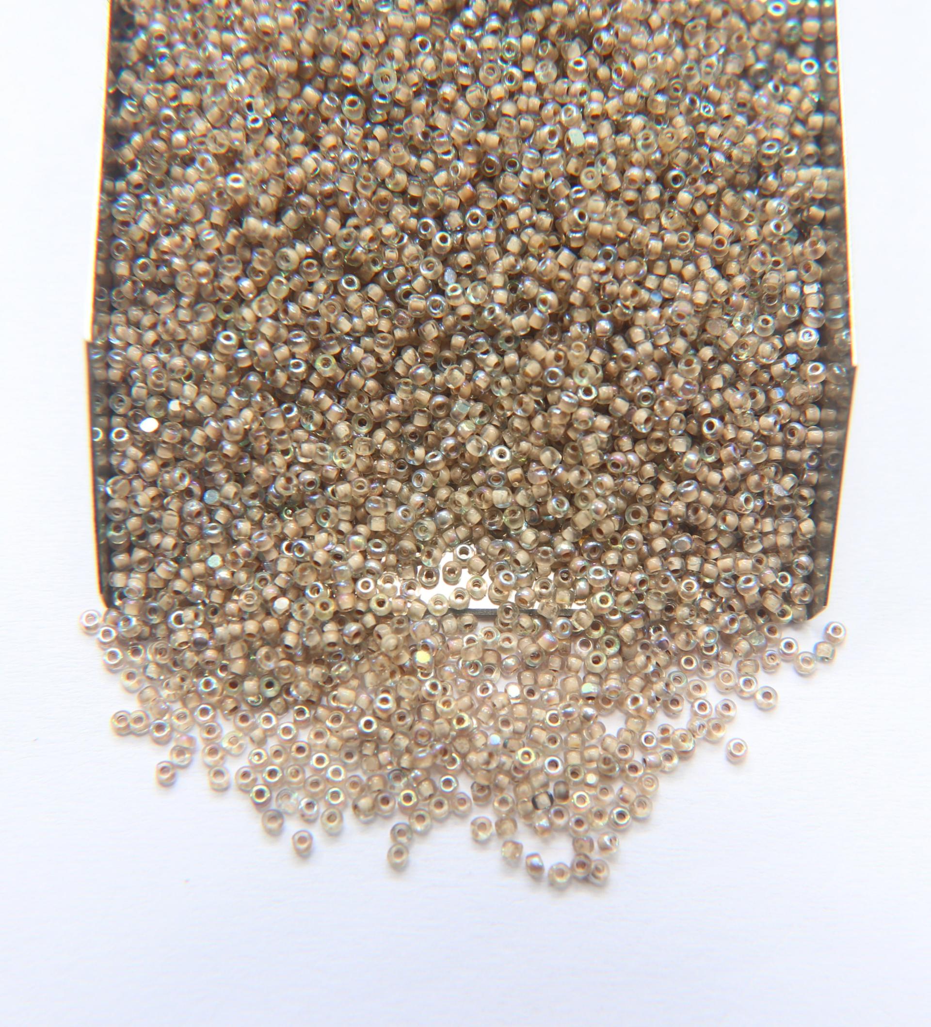 13/0 Patina Cream Lined Aurore Boreale Charlotte true Cut Beads 10/20/50/250/500 Grams PREMIUM SEED BEADS, Rare Beads