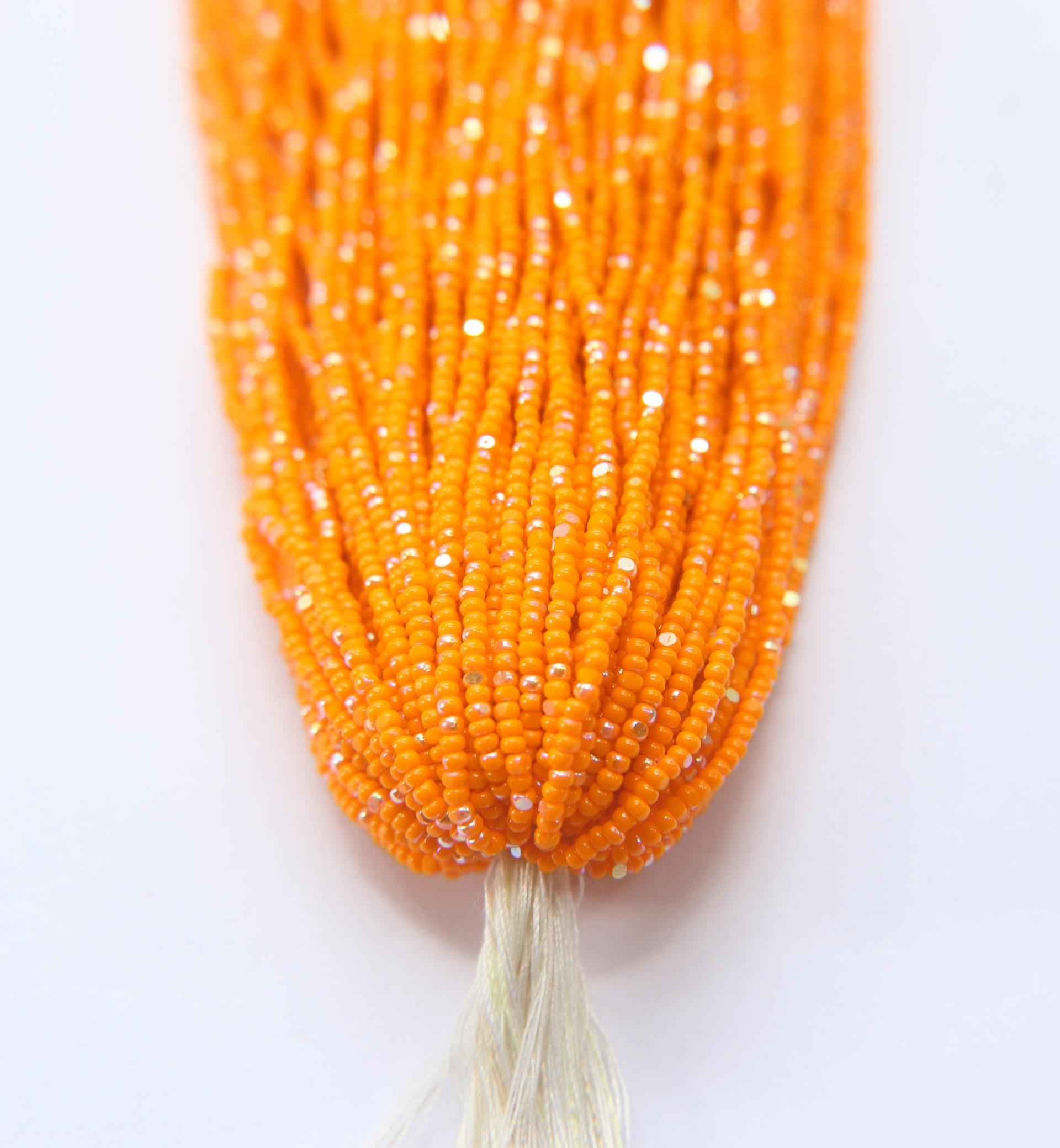 11/0 Hanks Charlotte true Cut Beads Patina Opaque Light Orange Aurore Boreale Hanks PREMIUM SEED Beads NATIVE supplies