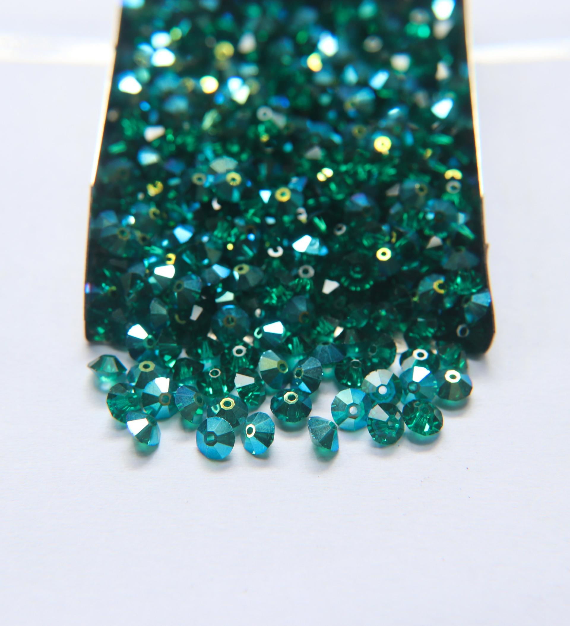 5x3mm Crystal Swarovski Flat Bicone Beads Emerald Aurore Boreale 36/72/144/432/720 Pieces vintage premium beads, wedding embellishments