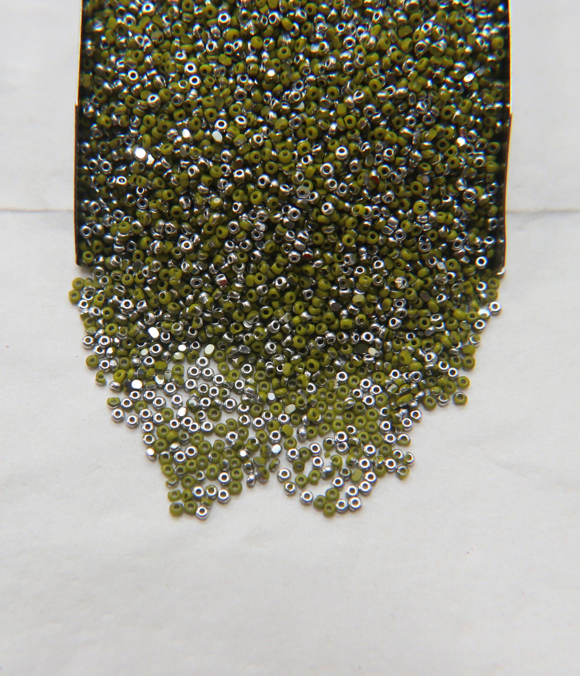 13/0 Charlotte Cut Beads Patina Opaque Olivine Silver 5/10/20/50/250/500 Grams craft supplies, jewelry making, embroidery materials