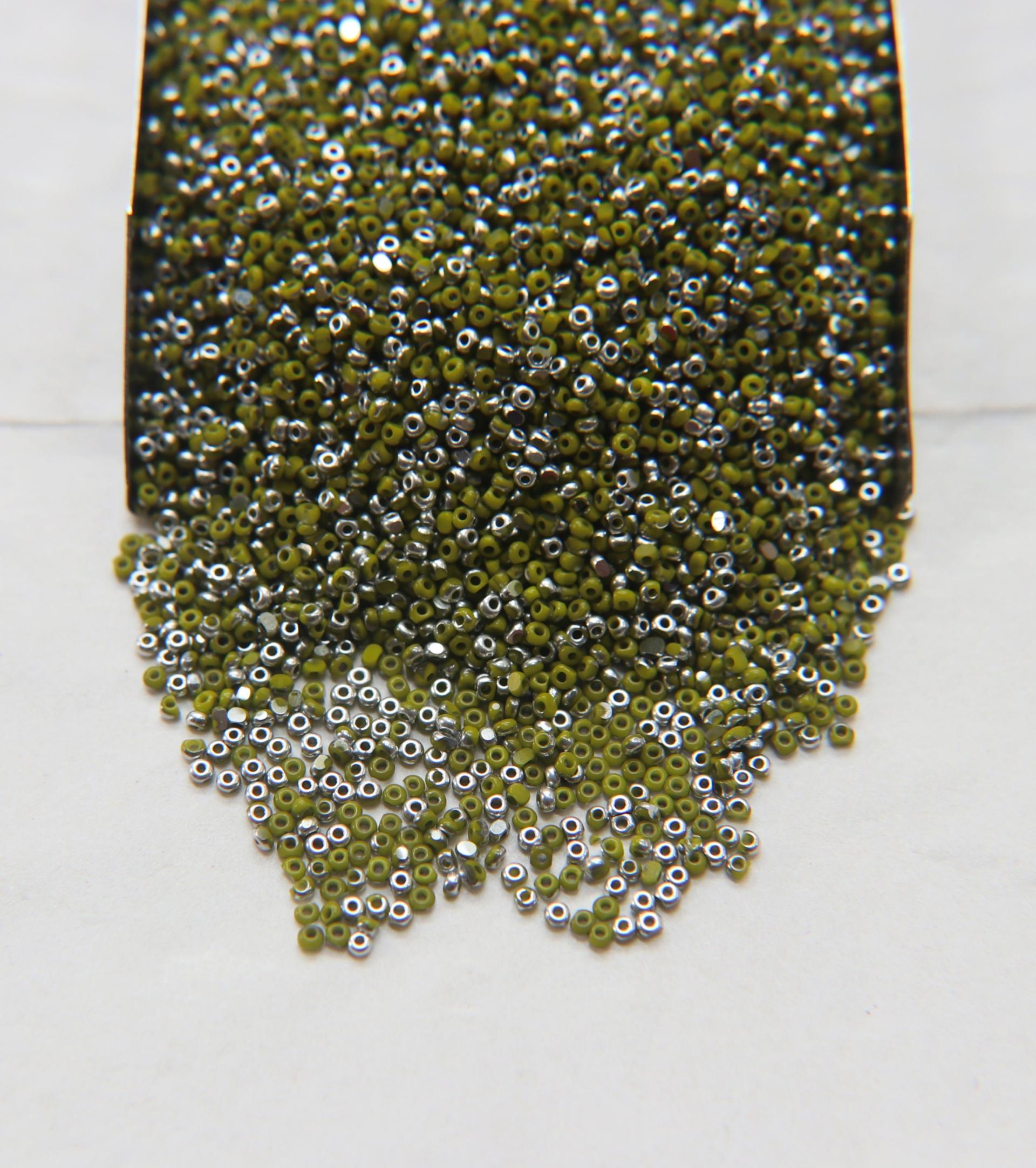 13/0 Charlotte Cut Beads Patina Opaque Olivine Silver 5/10/20/50/250/500 Grams craft supplies, jewelry making, embroidery materials