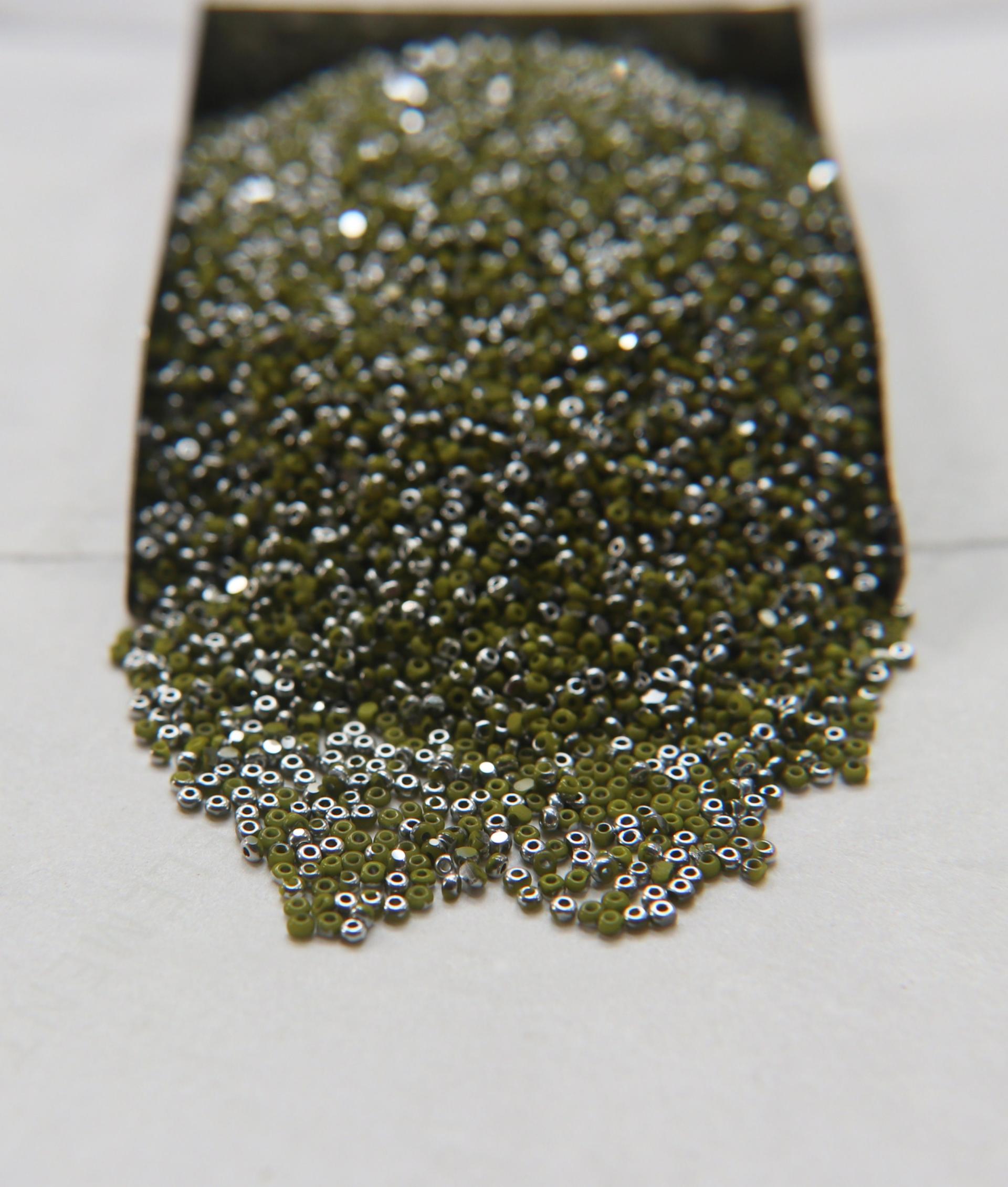 13/0 Charlotte Cut Beads Patina Opaque Olivine Silver 5/10/20/50/250/500 Grams craft supplies, jewelry making, embroidery materials