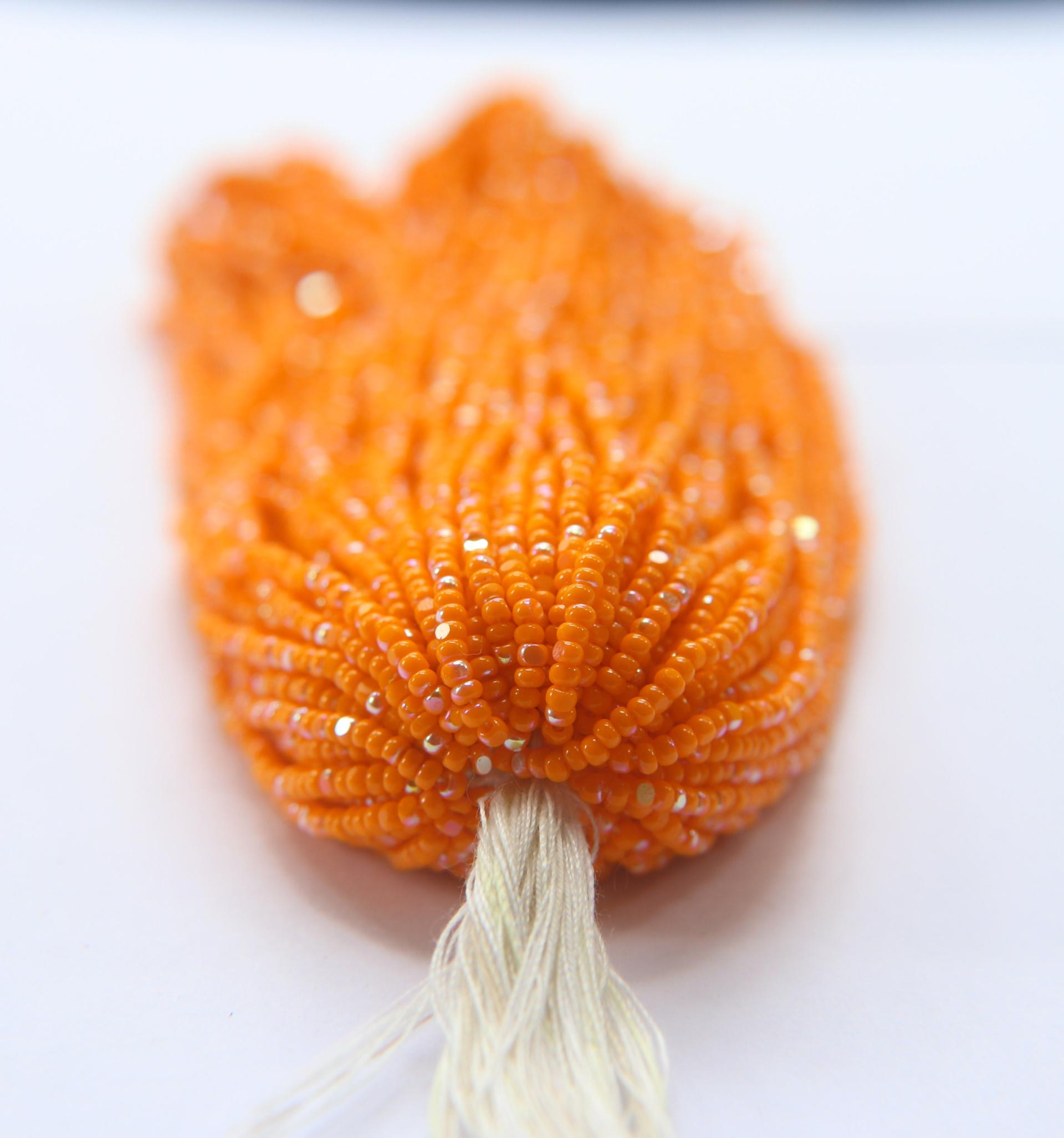11/0 Hanks Charlotte true Cut Beads Patina Opaque Light Orange Aurore Boreale Hanks PREMIUM SEED Beads NATIVE supplies