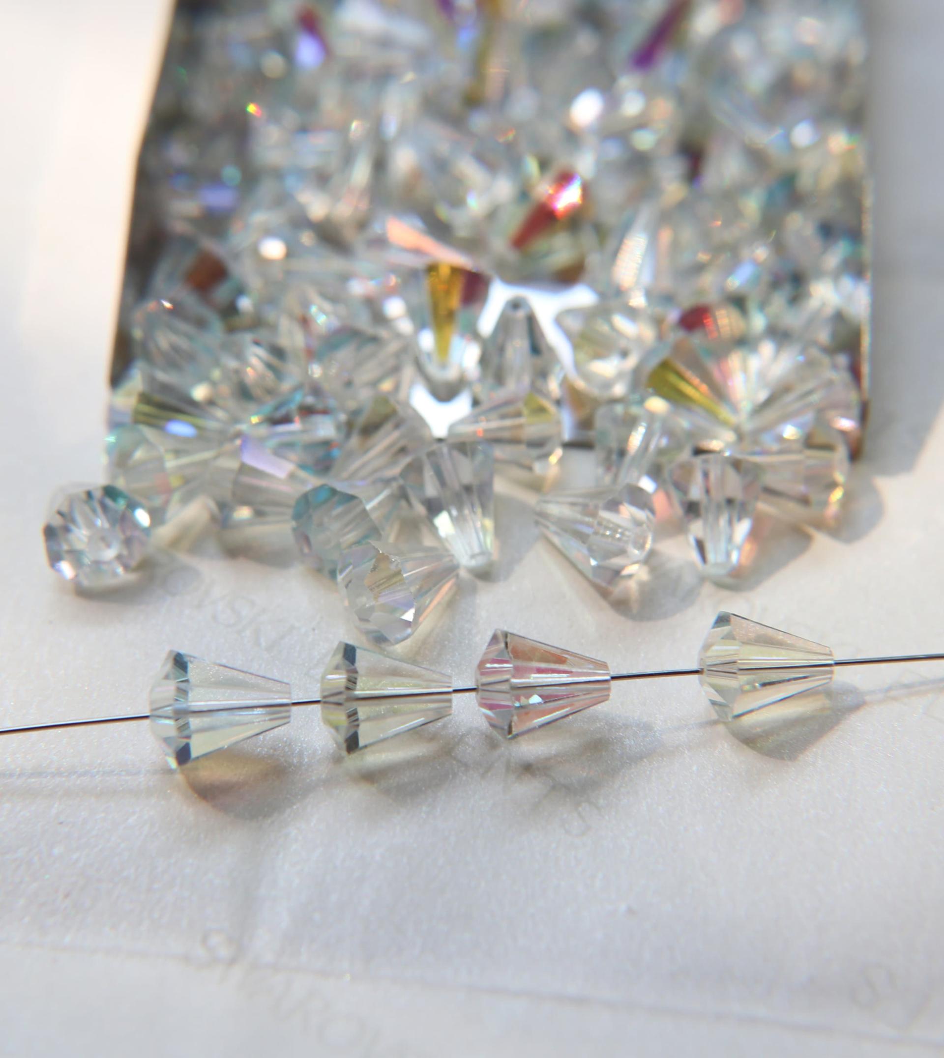 5400 Vintage 9x8 mm Swarovski crystal bead cone shape Crystal Aurore  Boreale Swarovski Elements 2/6/12/36 Pieces, jewelry making