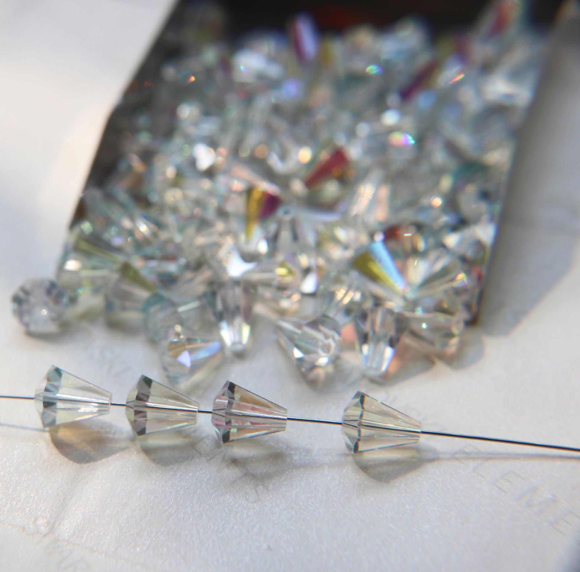 5400 Vintage 9x8 mm Swarovski crystal bead cone shape Crystal Aurore  Boreale Swarovski Elements 2/6/12/36 Pieces, jewelry making