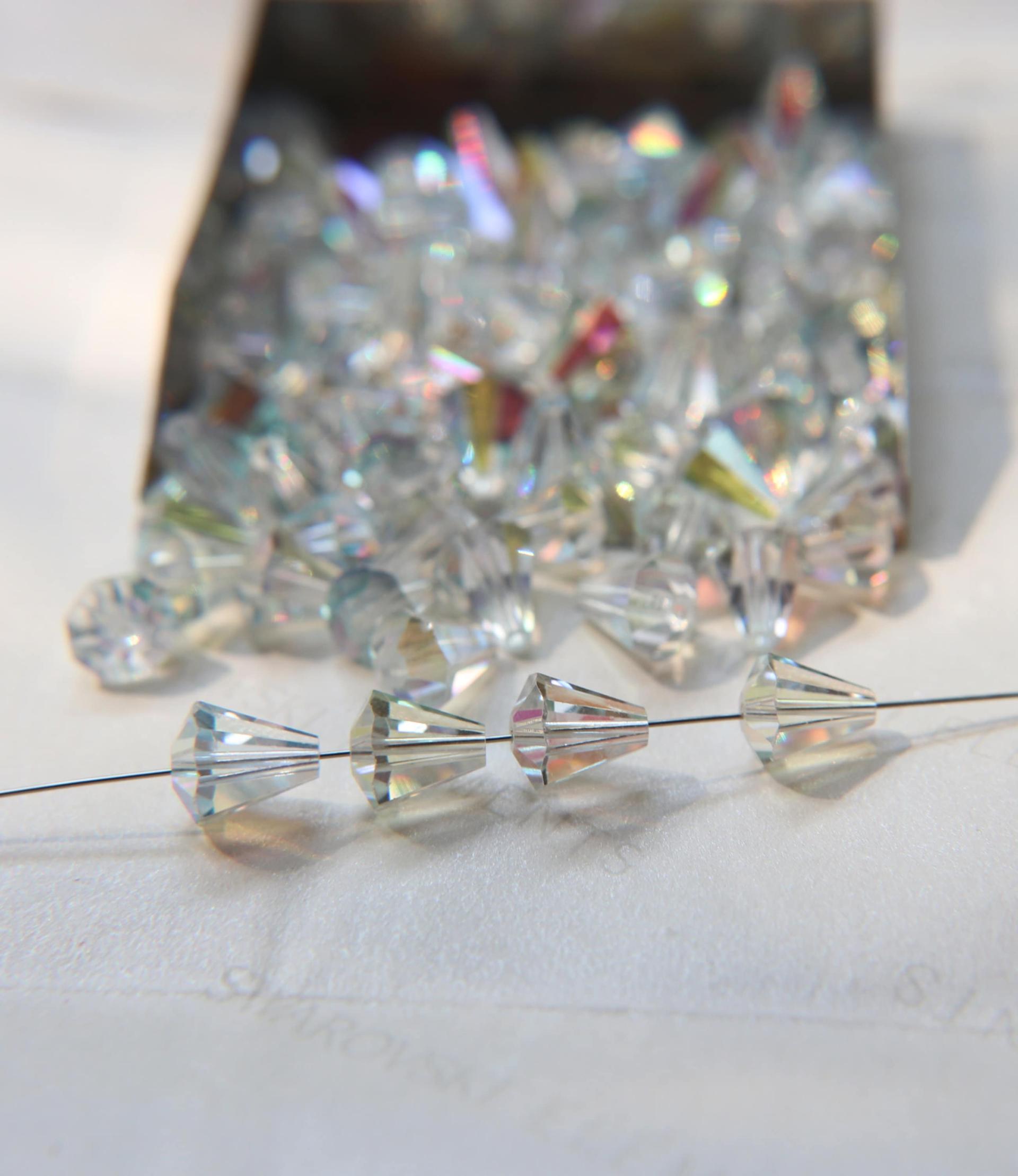 5400 Vintage 9x8 mm Swarovski crystal bead cone shape Crystal Aurore  Boreale Swarovski Elements 2/6/12/36 Pieces, jewelry making