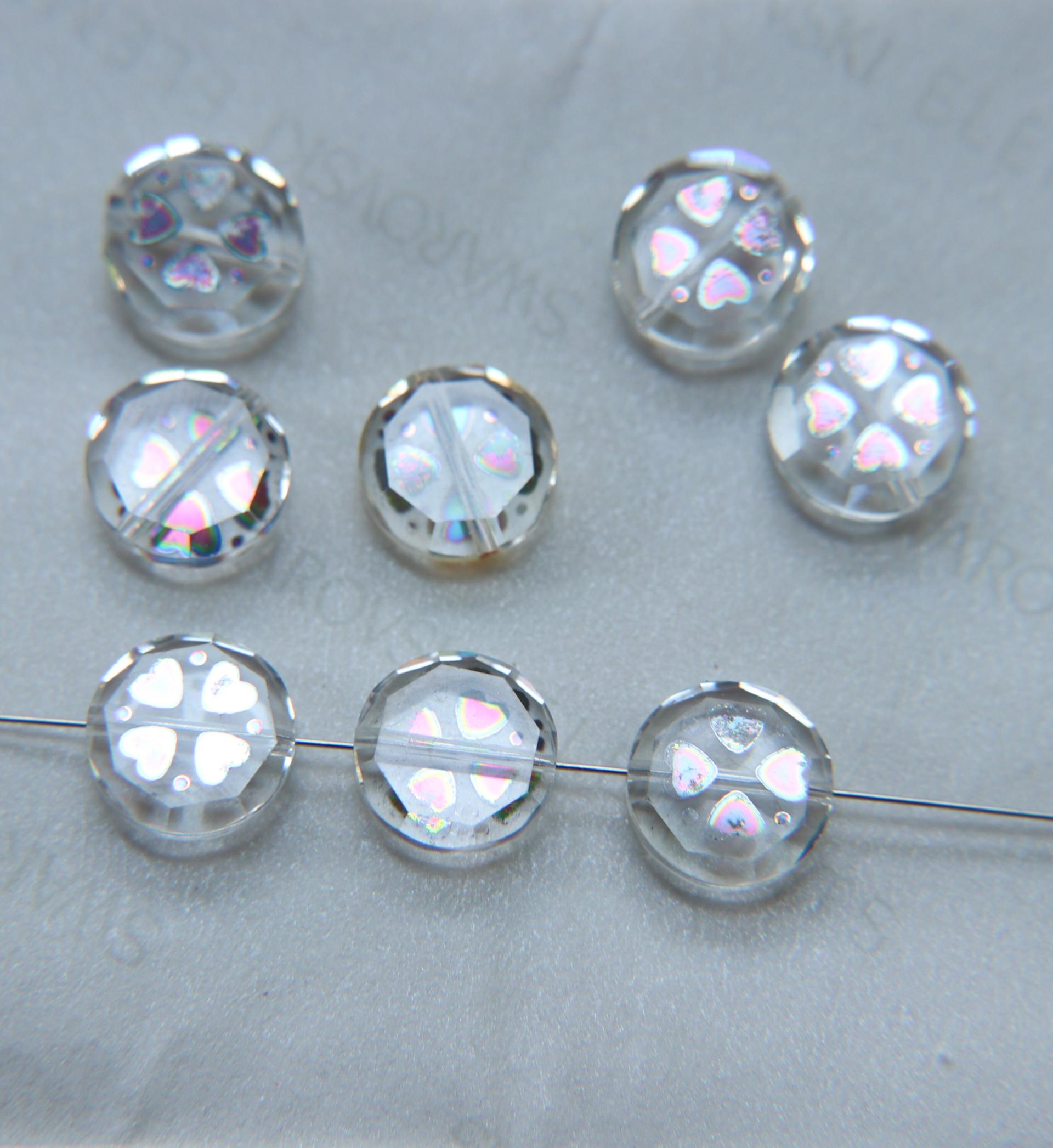 12mm SWAROVSKI Vintage heart printed flat Crystal Beads in Crystal 2/6/12/36 Pieces PREMIUM Materials
