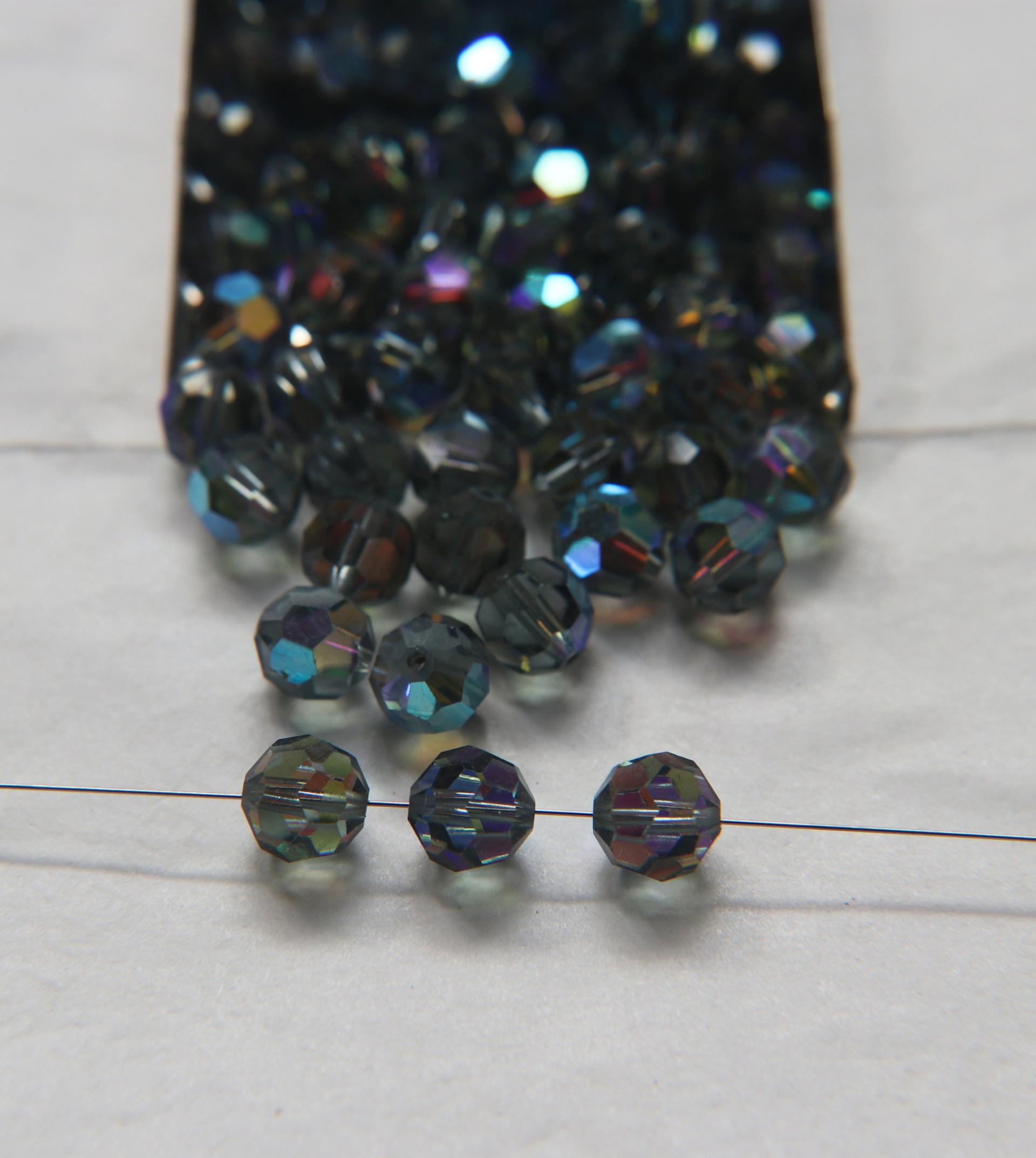8MM Swarovski Indian Sapphire AB 5000 Faceted Round Beads 2/6/12/36 Pieces jewelry making beads, VINTAGE FINDINGS
