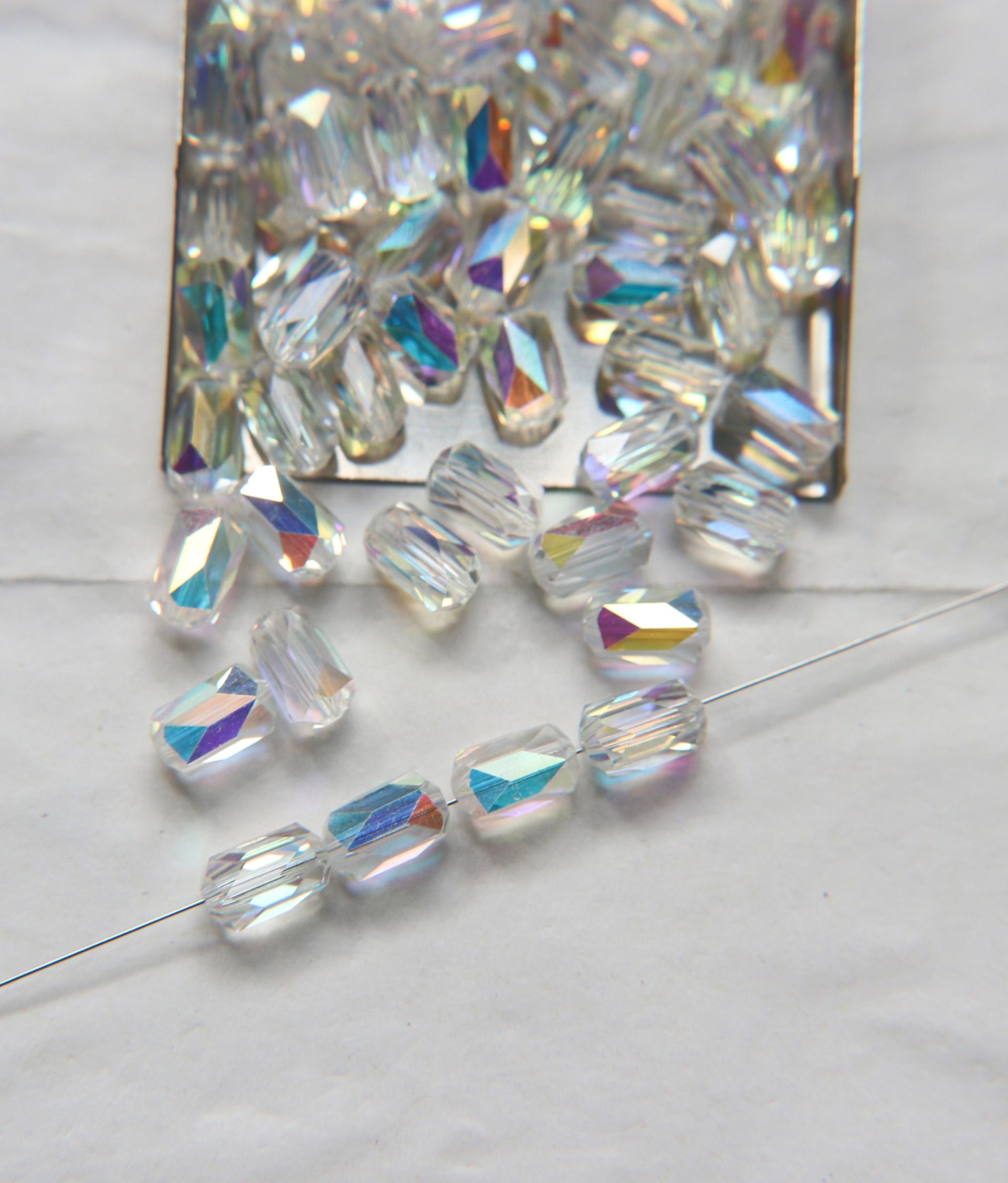5204 Vintage Swarovski 9x6 mm crystal bead barrel shape Crystal Aurore Boreale Swarovski Elements vintage findings