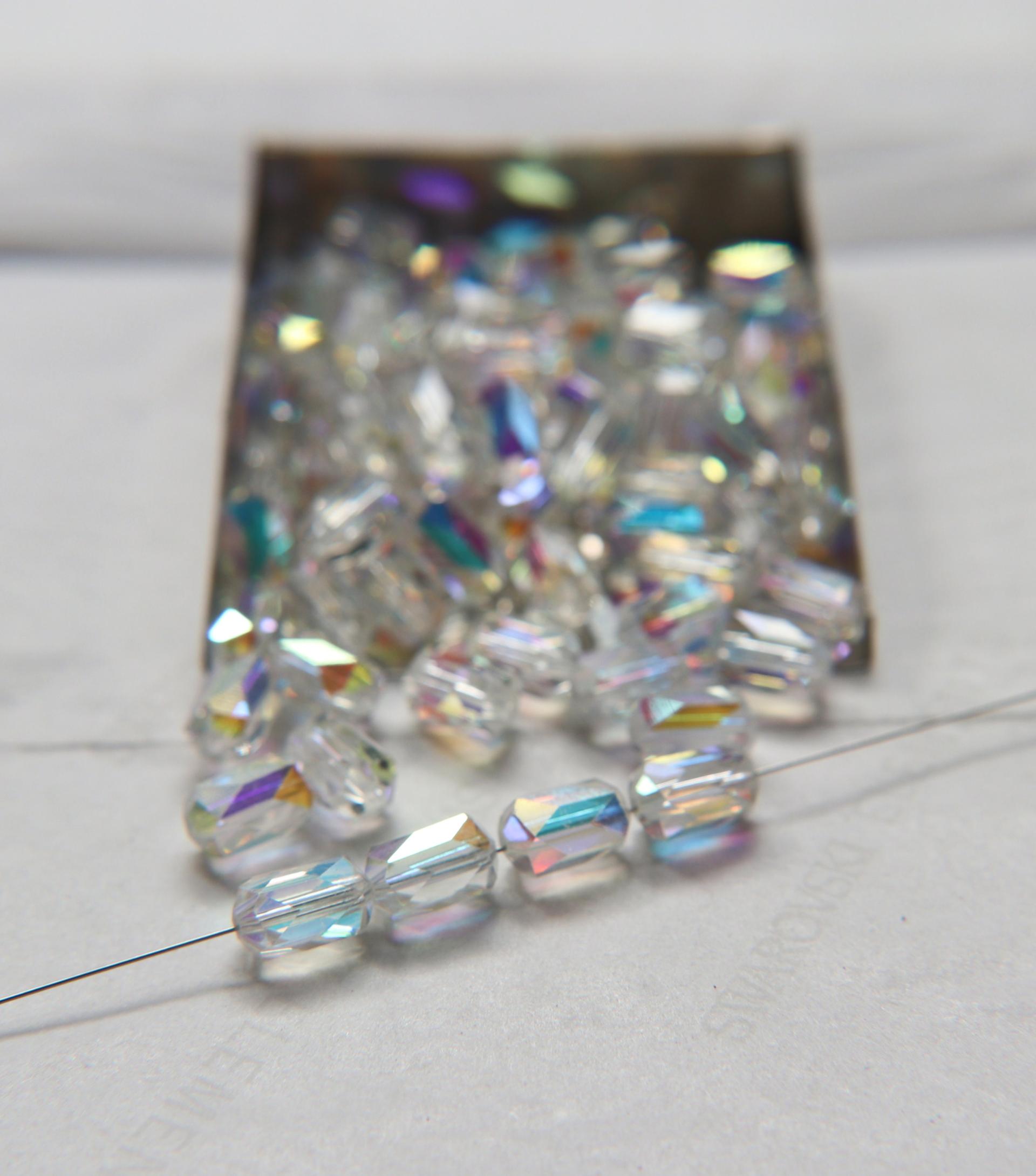 5204 Vintage Swarovski 9x6 mm crystal bead barrel shape Crystal Aurore Boreale Swarovski Elements vintage findings