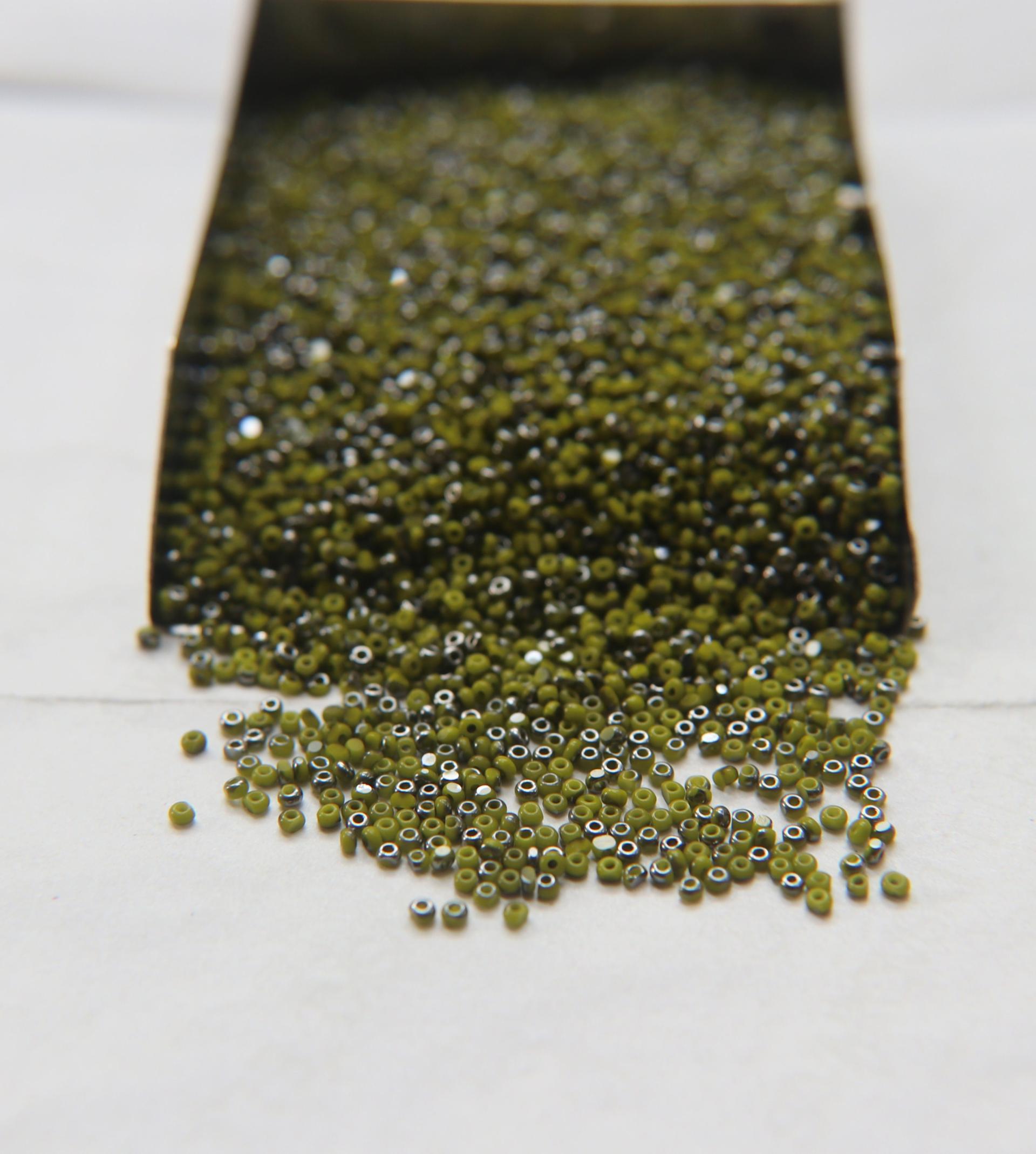 13/0 Charlotte Cut Beads Patina Opaque Olivine Gunmetal 5/10/20/50/250/500 Grams craft supplies, jewelry making, embroidery materials