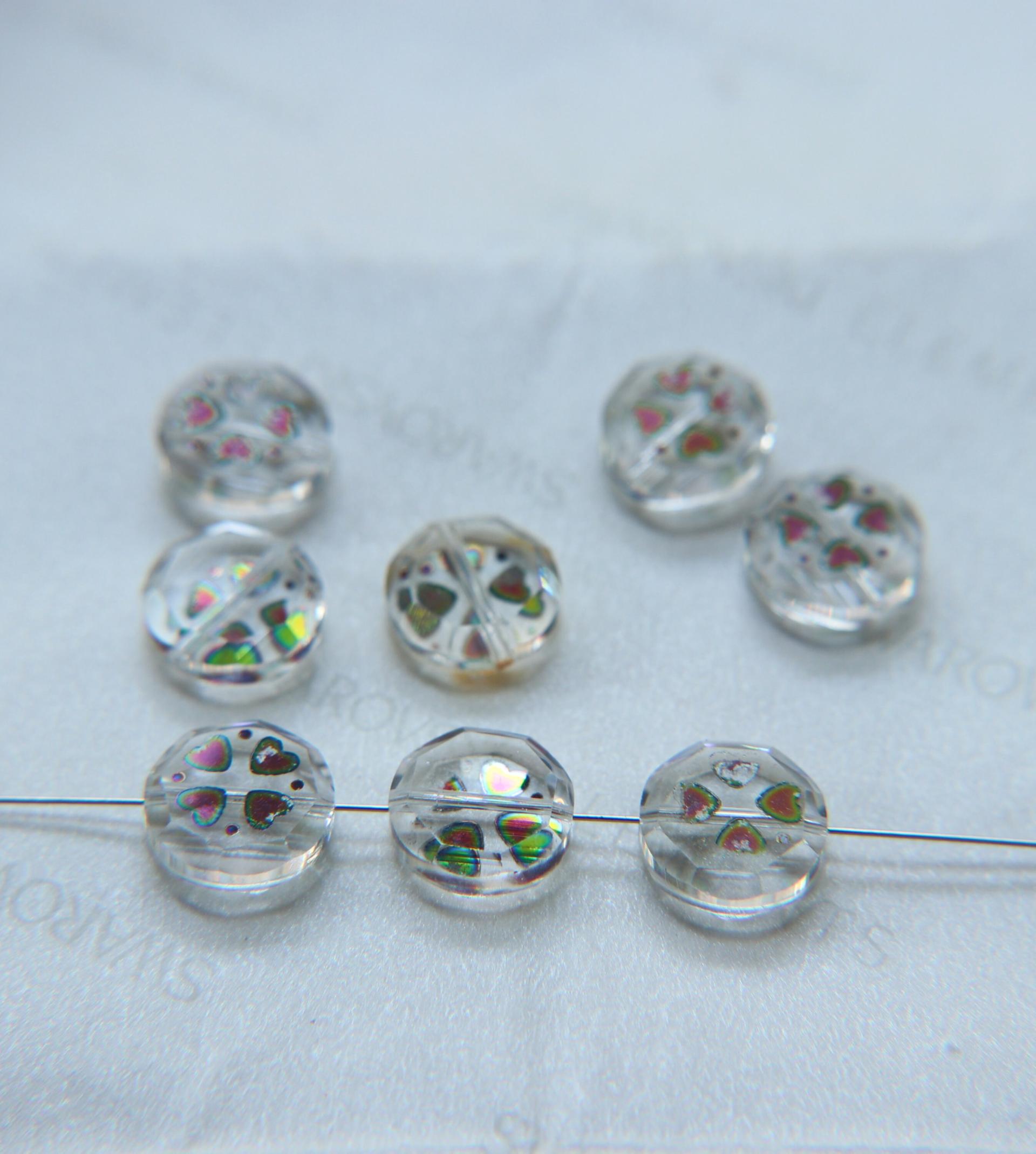 12mm SWAROVSKI Vintage heart printed flat Crystal Beads in Crystal 2/6/12/36 Pieces PREMIUM Materials