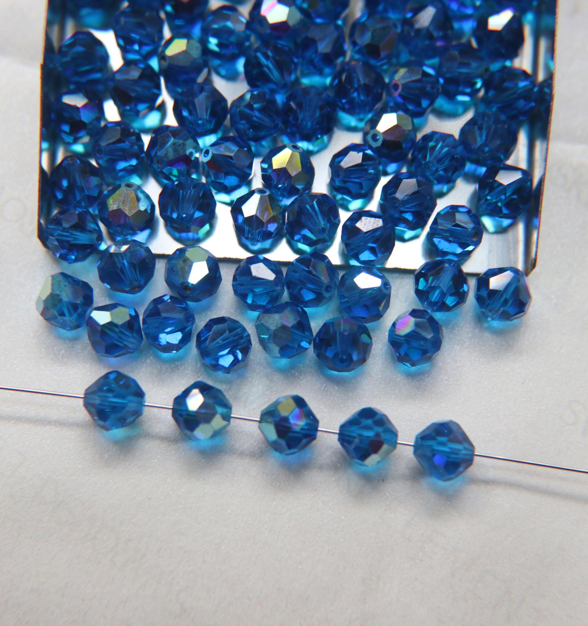 7mm Vintage Swarovski crystal beads, Capri Blue AB faceted article 5309 2/6/12/36/72/144 Pieces PREMIUM MATERIALS