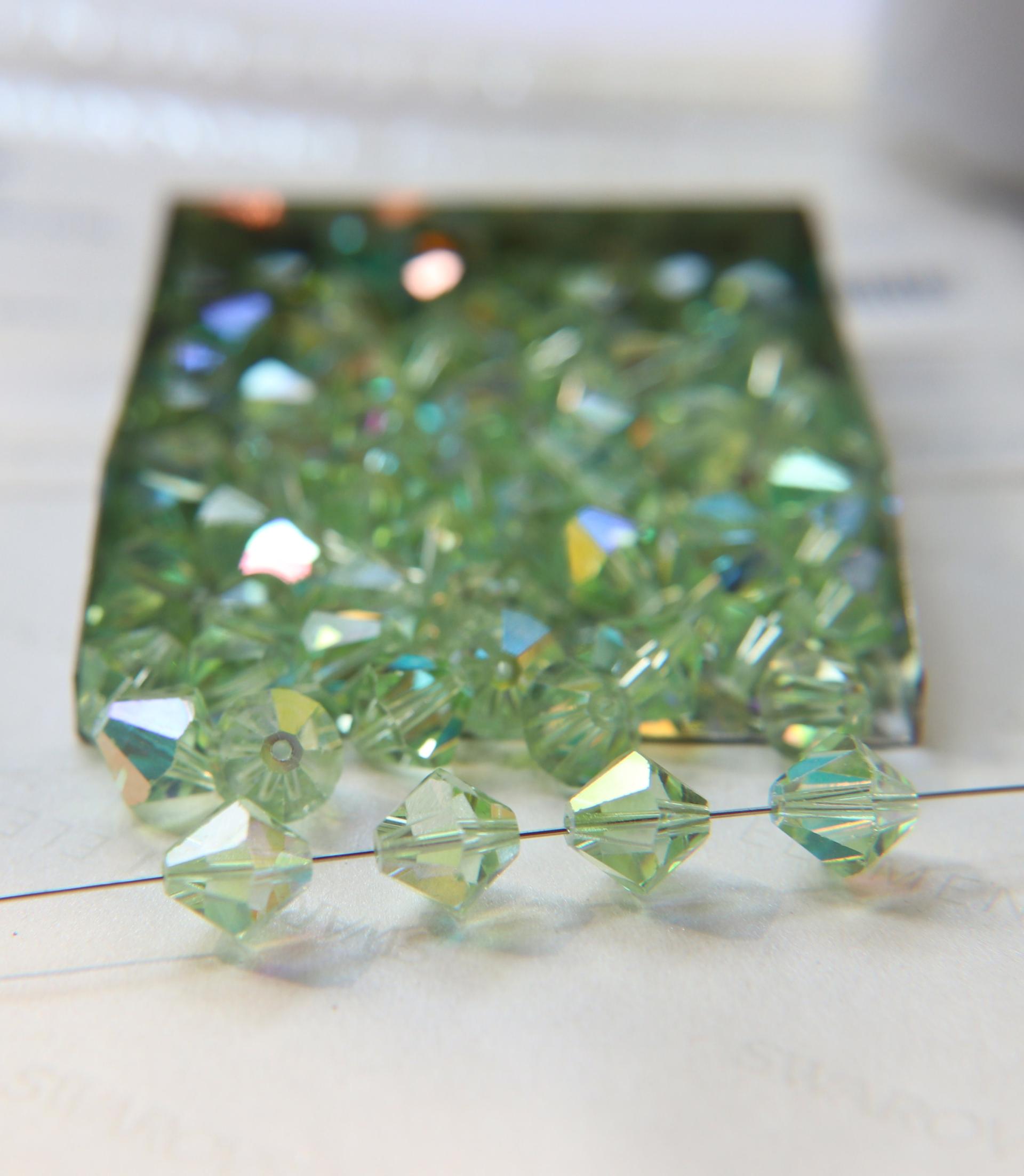 10MM Chrysolite Aurore Boreale Vintage Swarovski Bicone Beads 12/36/72/144/288 Pieces Haute couture embellishments, premium beads, vintage