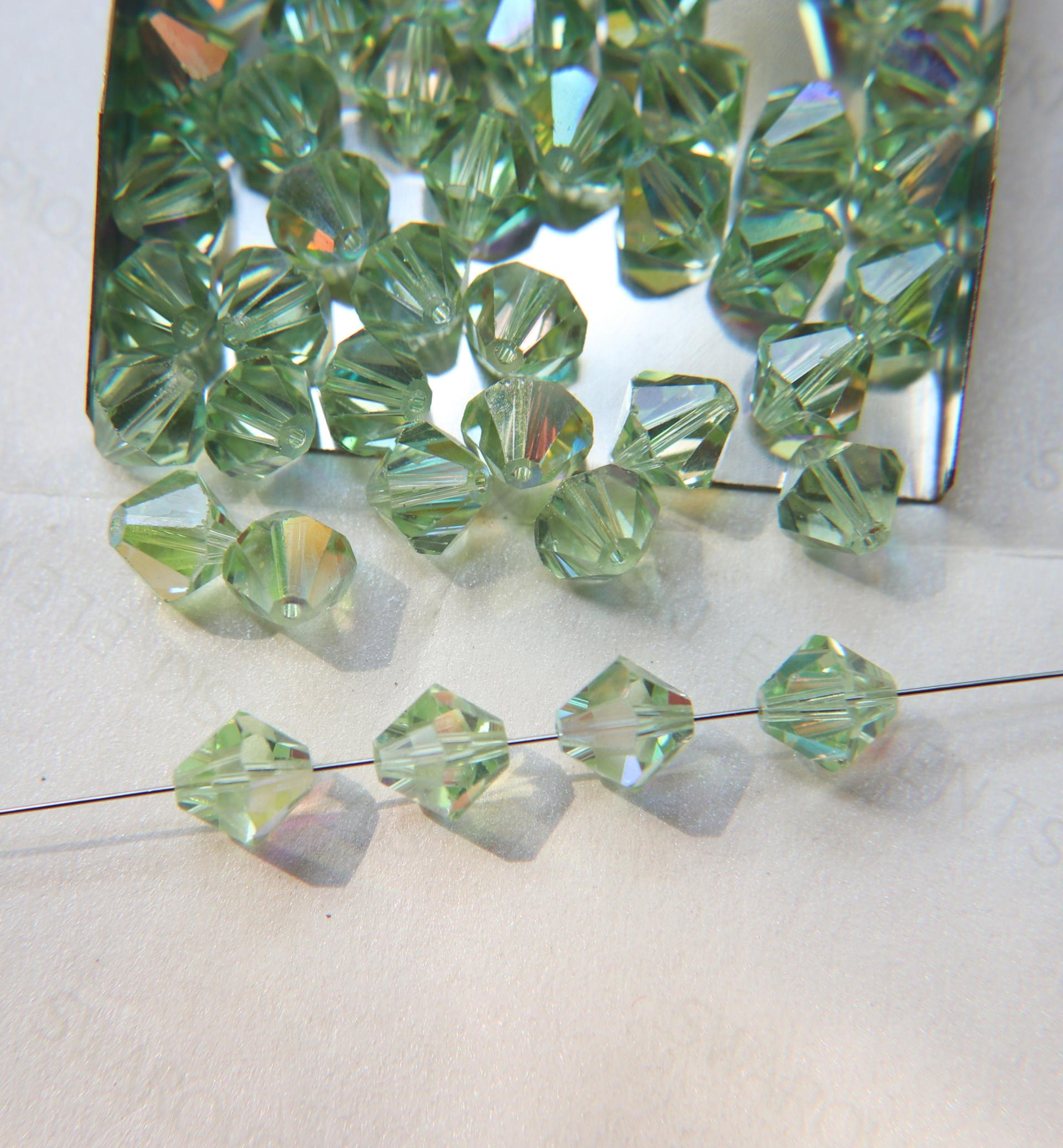 10MM Chrysolite Aurore Boreale Vintage Swarovski Bicone Beads 12/36/72/144/288 Pieces Haute couture embellishments, premium beads, vintage