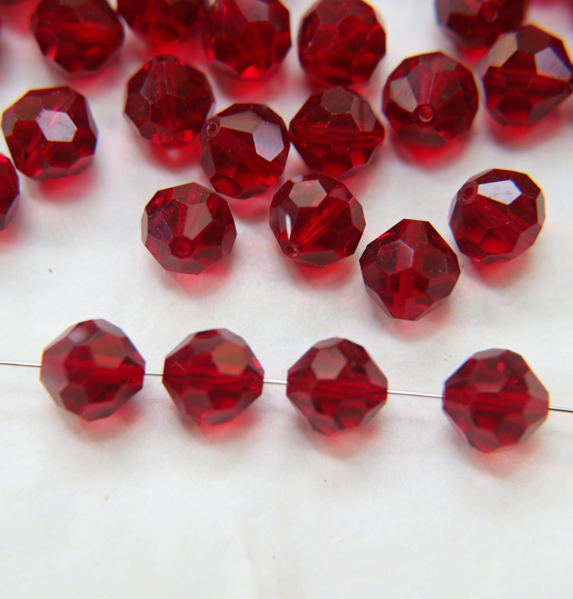 10mm Vintage Swarovski crystal beads, Siam Vintage faceted article 5309, 2/6/12/36/72/144 Pieces Vintage findings