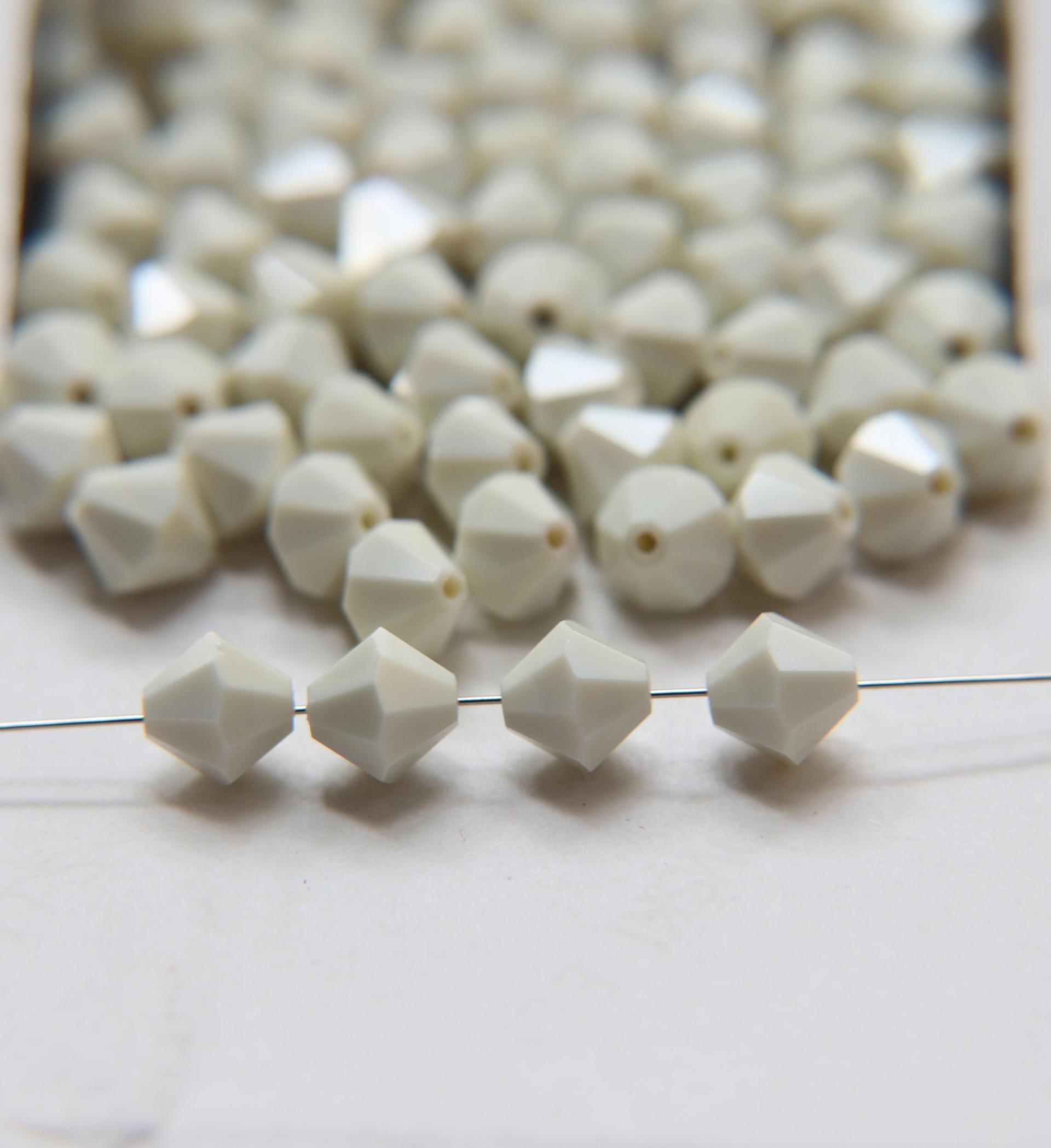 8 MM Ivory Vintage Swarovski Bicone Beads 6/24/72 Pieces Haute couture embellishments, premium beads, vintage