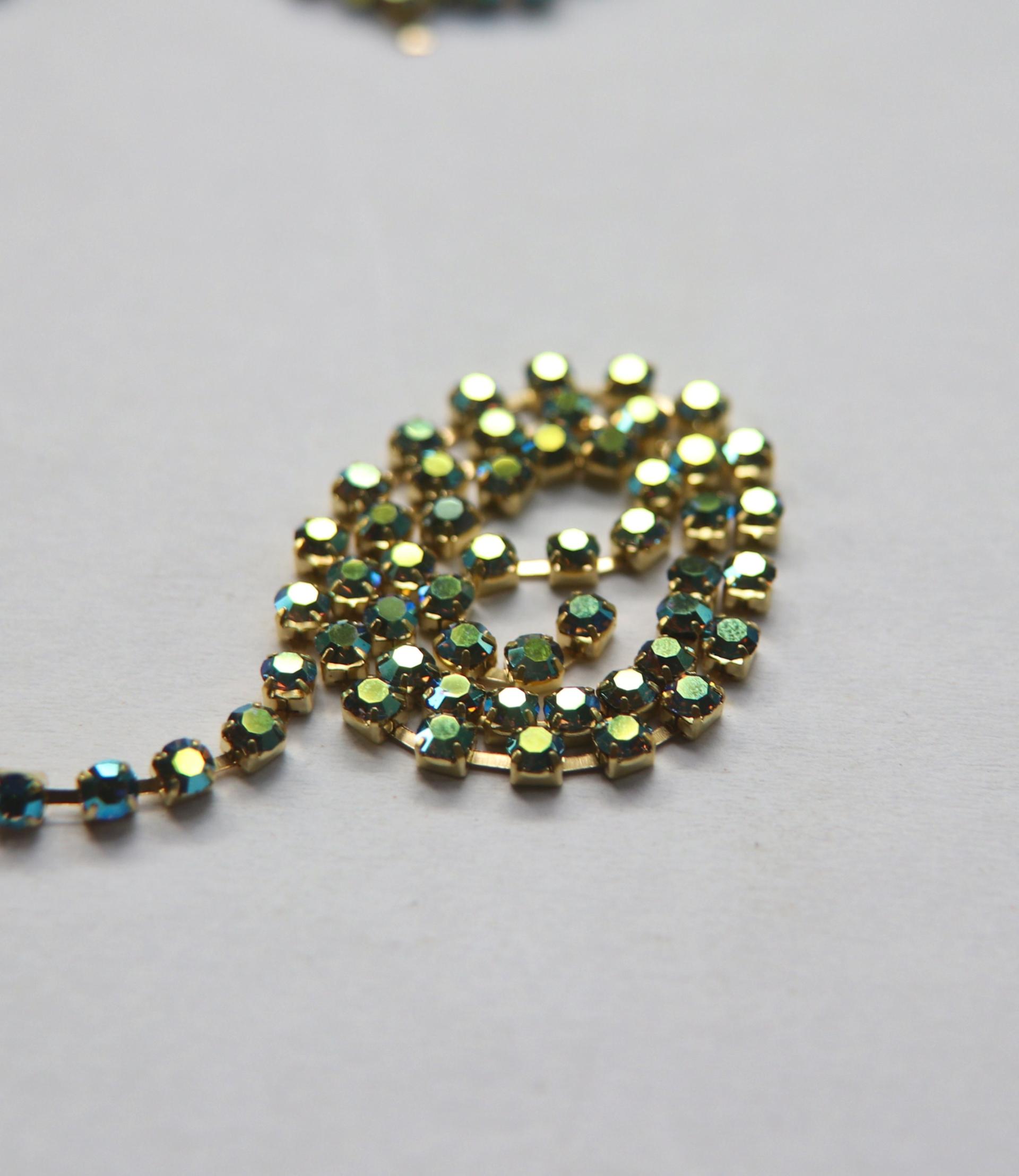 12SS Swarovski Vintage Rhinestone Chain in Black Diamond AB 3mm 0.5/1/2/5 Meters Wedding Bridal Supplies|Jewelry Making|Decoration, vintage