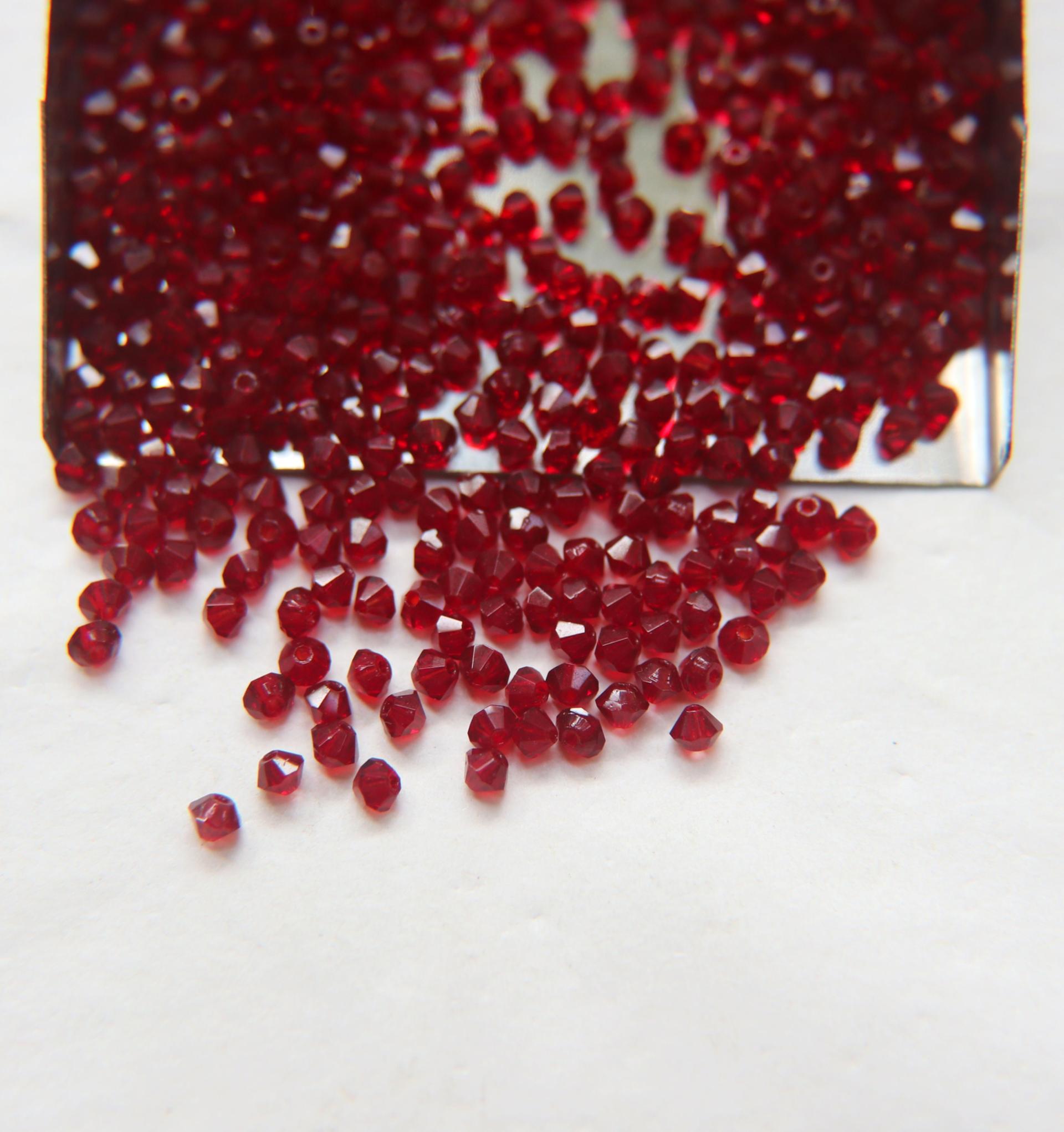 3mm Vintage Garnet Bicone from Czech Republic 36/72/144/432/720 Pieces Jewelry findings, embroidery materials, jewelry making, craft supply