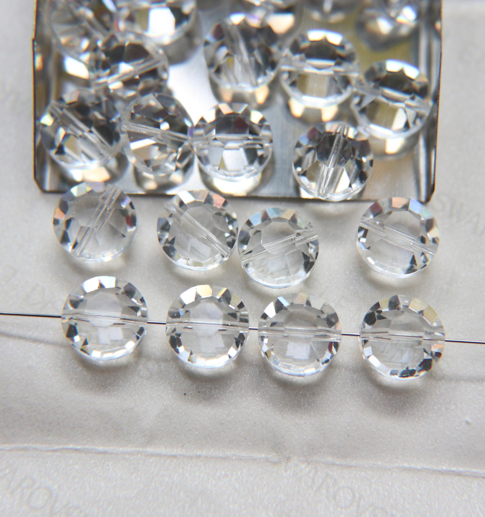 5101 - Swarovski vintage round and biconical crystal beads - Chalkwhite ab  2x mm 12