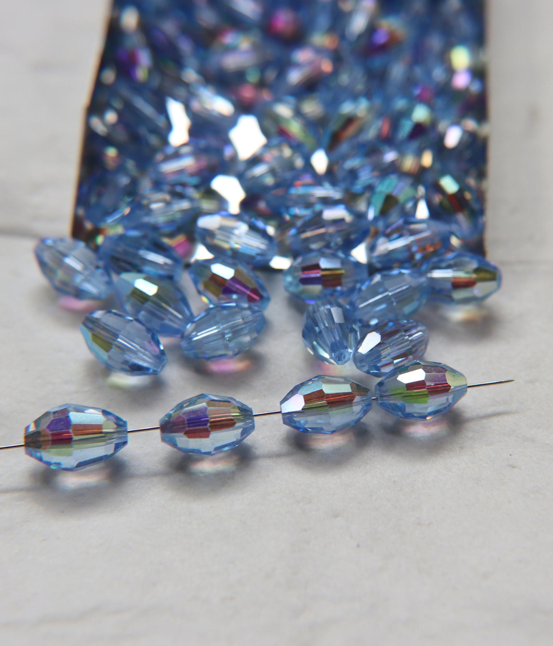 5200 Vintage 12x8 mm Swarovski crystal bead oval shape Light Sapphire  Aurore Boreale 2/12/36 Pieces, fancy beads decorations, wedding