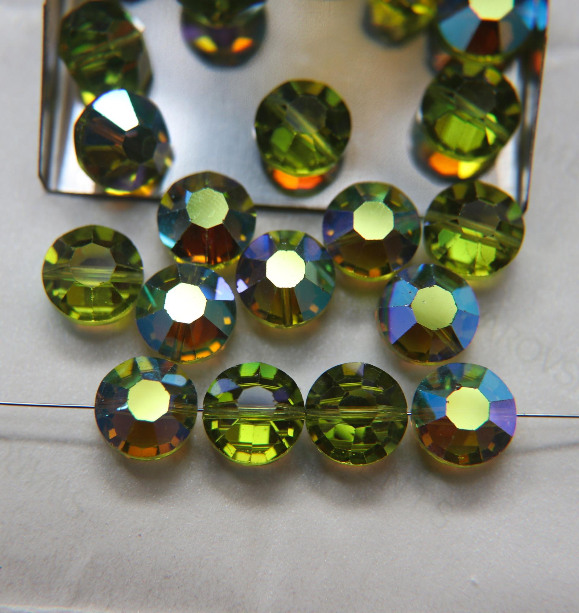 12mm Swarovski 5100 vintage round and slightly flattened crystal beads (21 Colors) Aurore Boreale 2/6/12/36/72/144 Pieces Vintage beads
