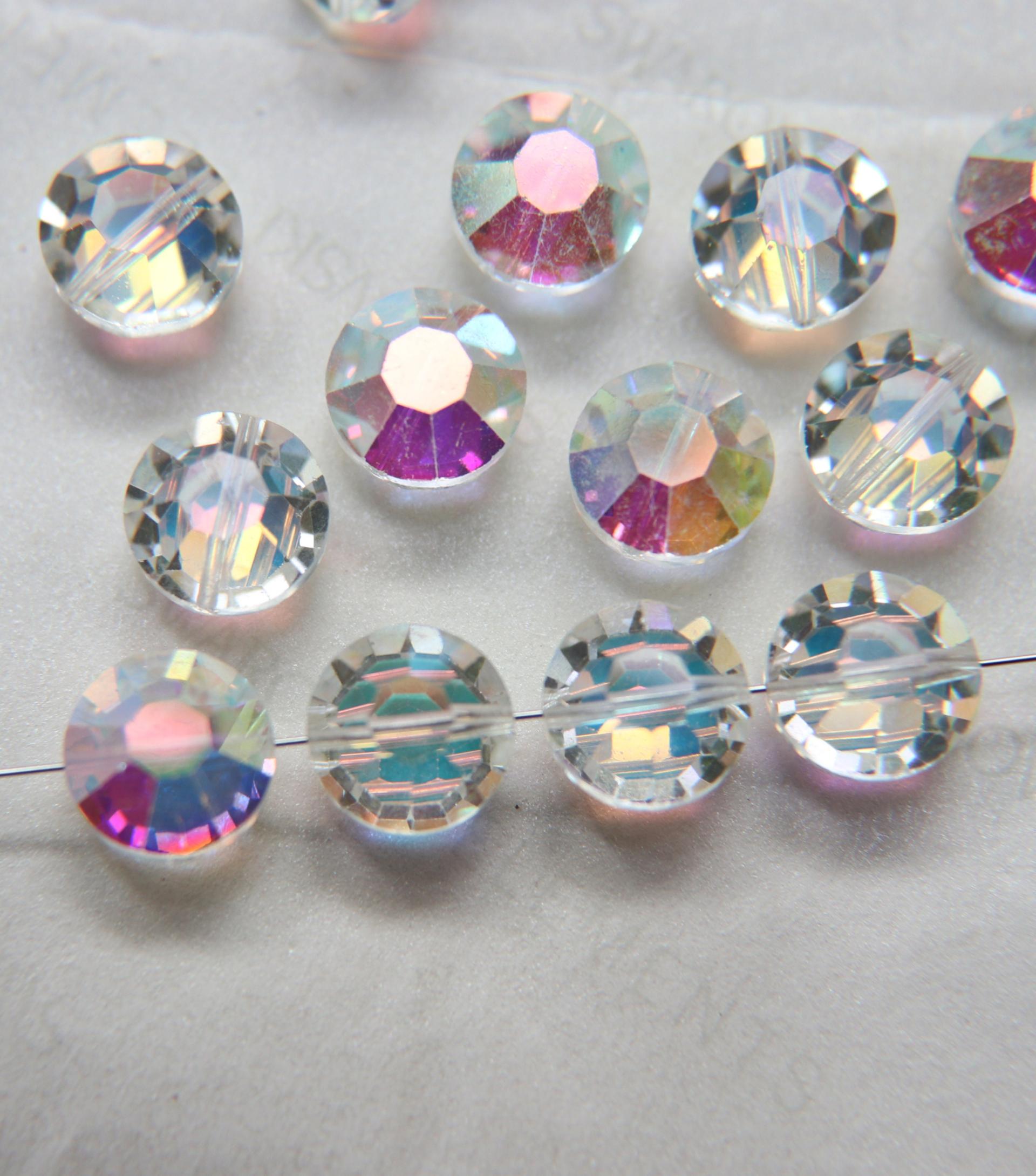 12pc Swarovski Crystal Light Siam AB Geometric Shape 5011 Beads; Vintage