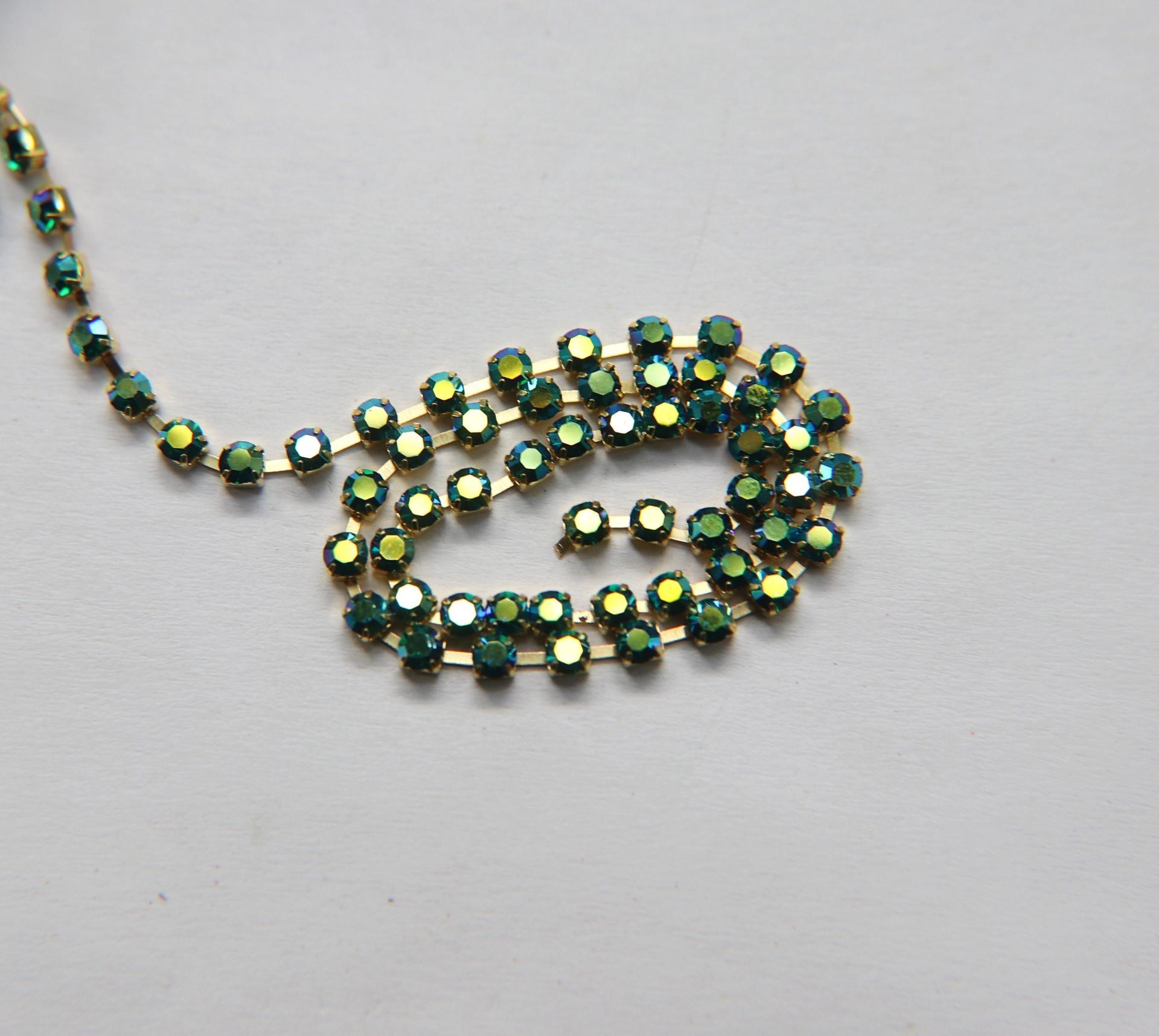 12SS Swarovski Vintage Rhinestone Chain in Emerald AB 3mm 0.5/1/2/5 Meters Wedding Bridal Supplies|Jewelry Making|Decoration, vintage