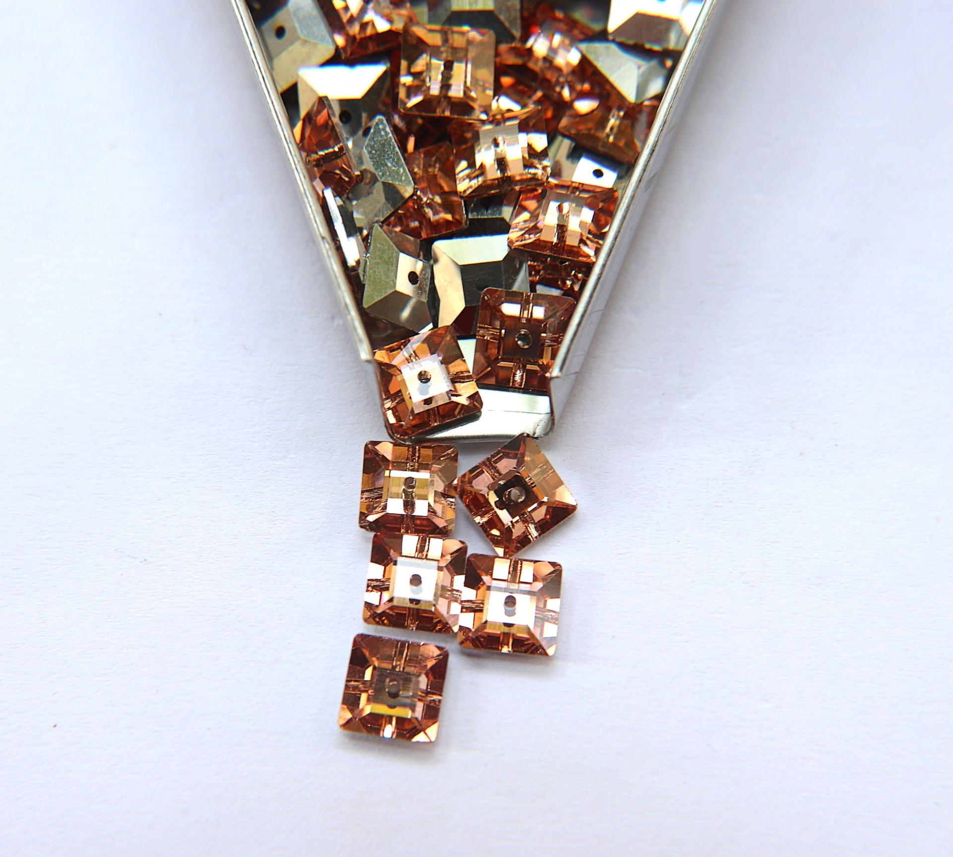 8mm Swarovski 3400 Square Lochrosen (3400) - 8 Colors 6/24/72/144 Pieces PREMIUM Vintage Materials
