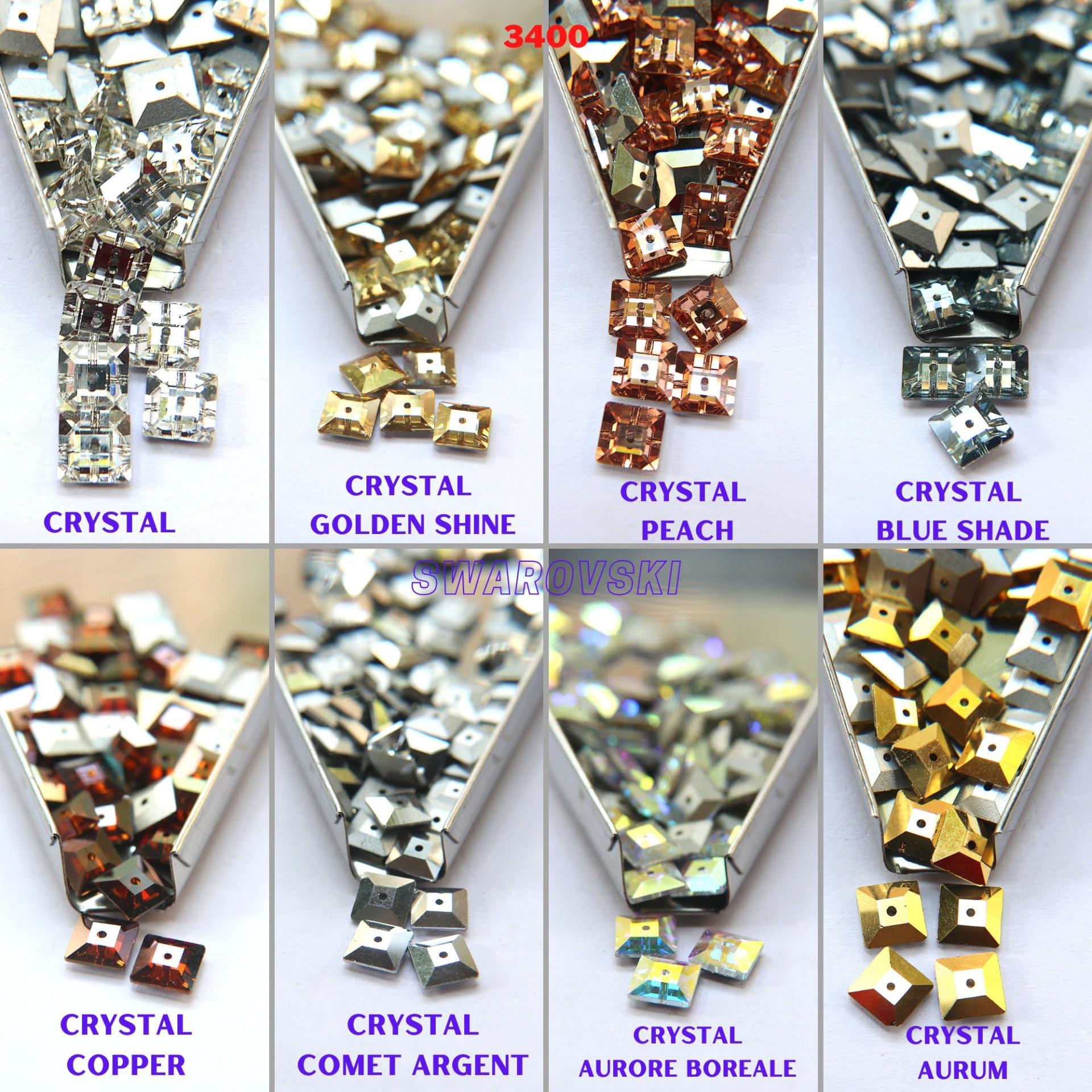 8mm Swarovski 3400 Square Lochrosen (3400) - 8 Colors 6/24/72/144 Pieces PREMIUM Vintage Materials