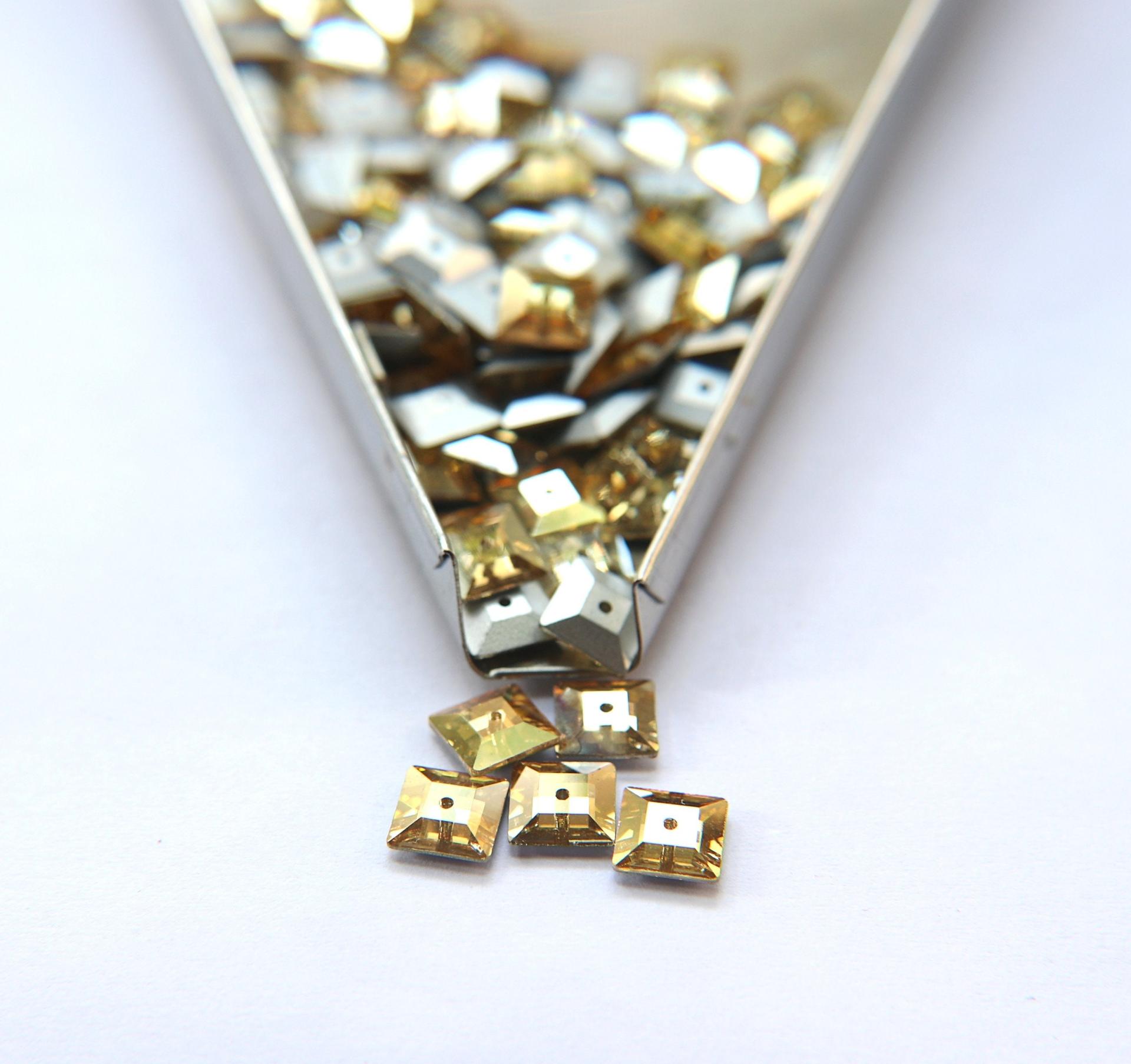 8mm Swarovski 3400 Square Lochrosen (3400) - 8 Colors 6/24/72/144 Pieces PREMIUM Vintage Materials