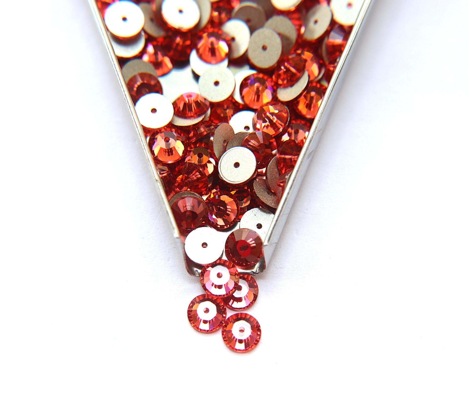 7 MM Swarovski Padpardscha / Light Topaz Xillion Lochrose Sew-on STONES 3128 12/24/36/72/144 Pieces, embroidery materials, wedding