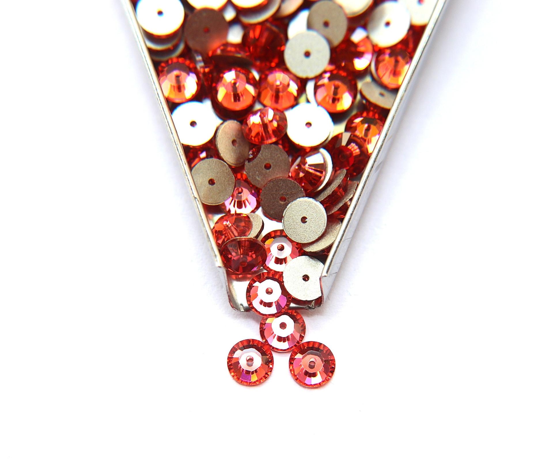 7 MM Swarovski Padpardscha / Light Topaz Xillion Lochrose Sew-on STONES 3128 12/24/36/72/144 Pieces, embroidery materials, wedding