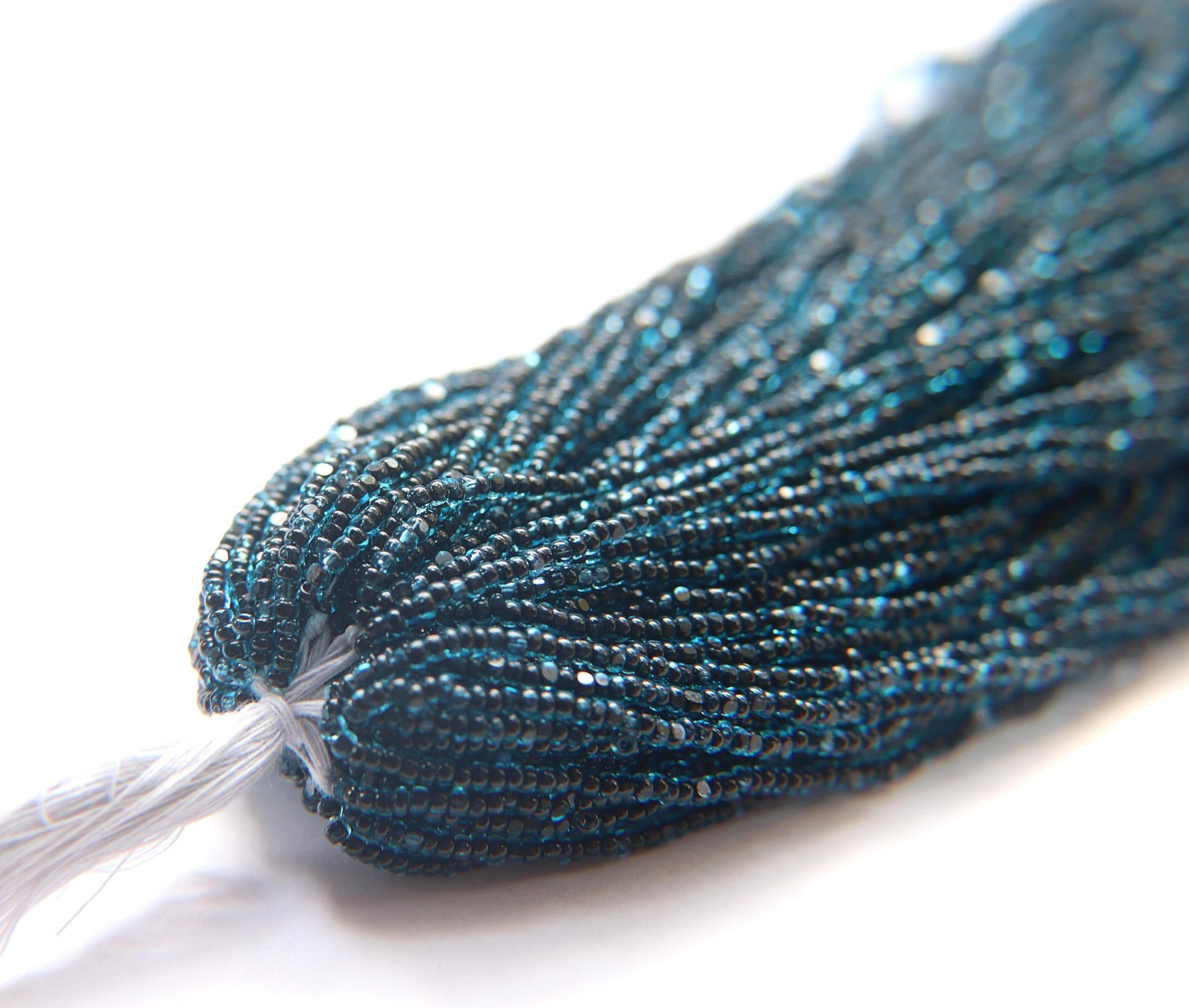 11/0 Hanks Charlotte Cut Beads Aqua Jet Lined 1/5/25/50/100 Hanks 2.0mm jewellery NATIVE rare glass beads, jewelry supply,