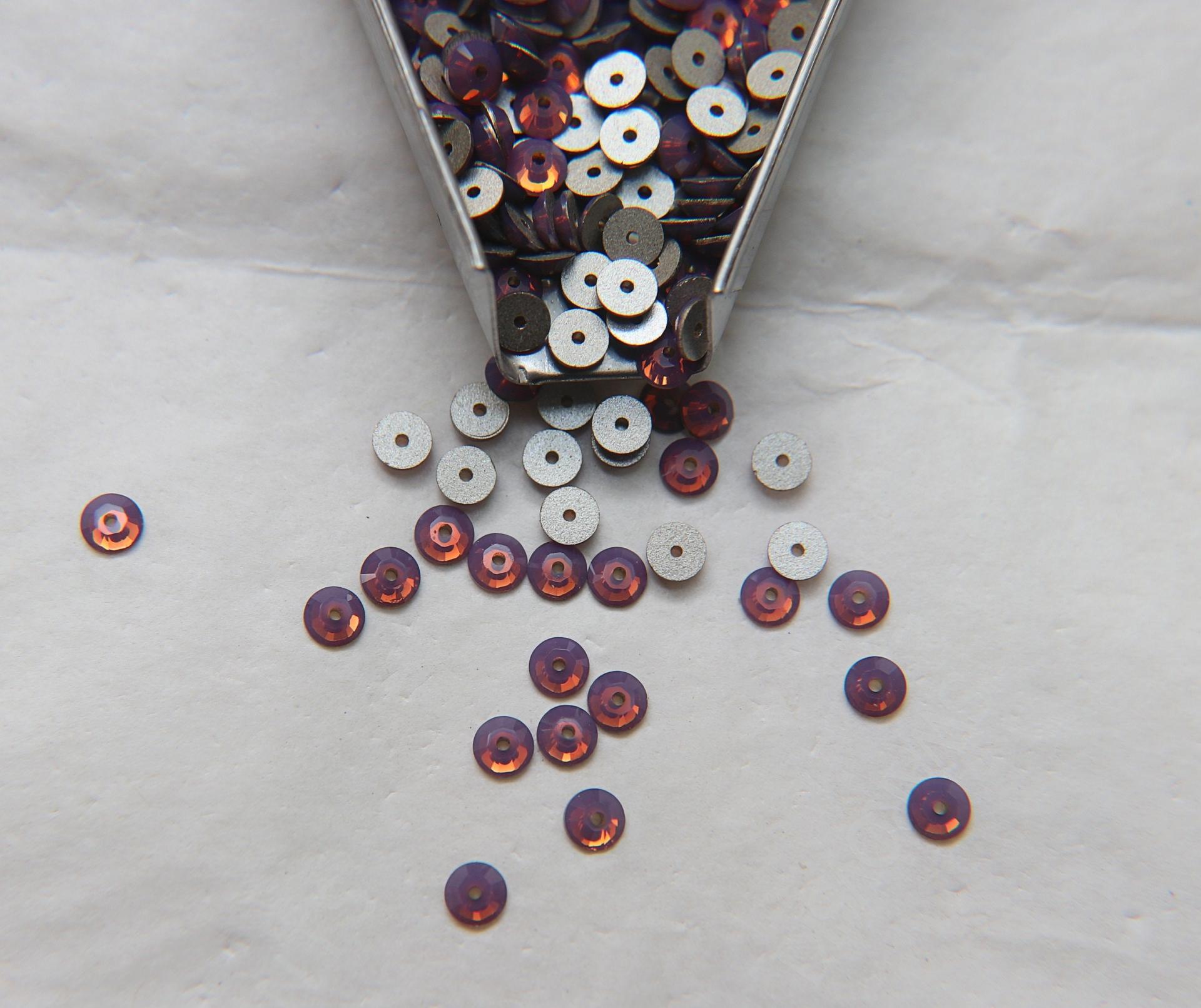 4mm Swarovski Crystal Cyclamen Opal Spacers Lochrose Sew-On Style 3128 or 3112 or 3000 36/72/144/1440 Pieces, embroidery materials