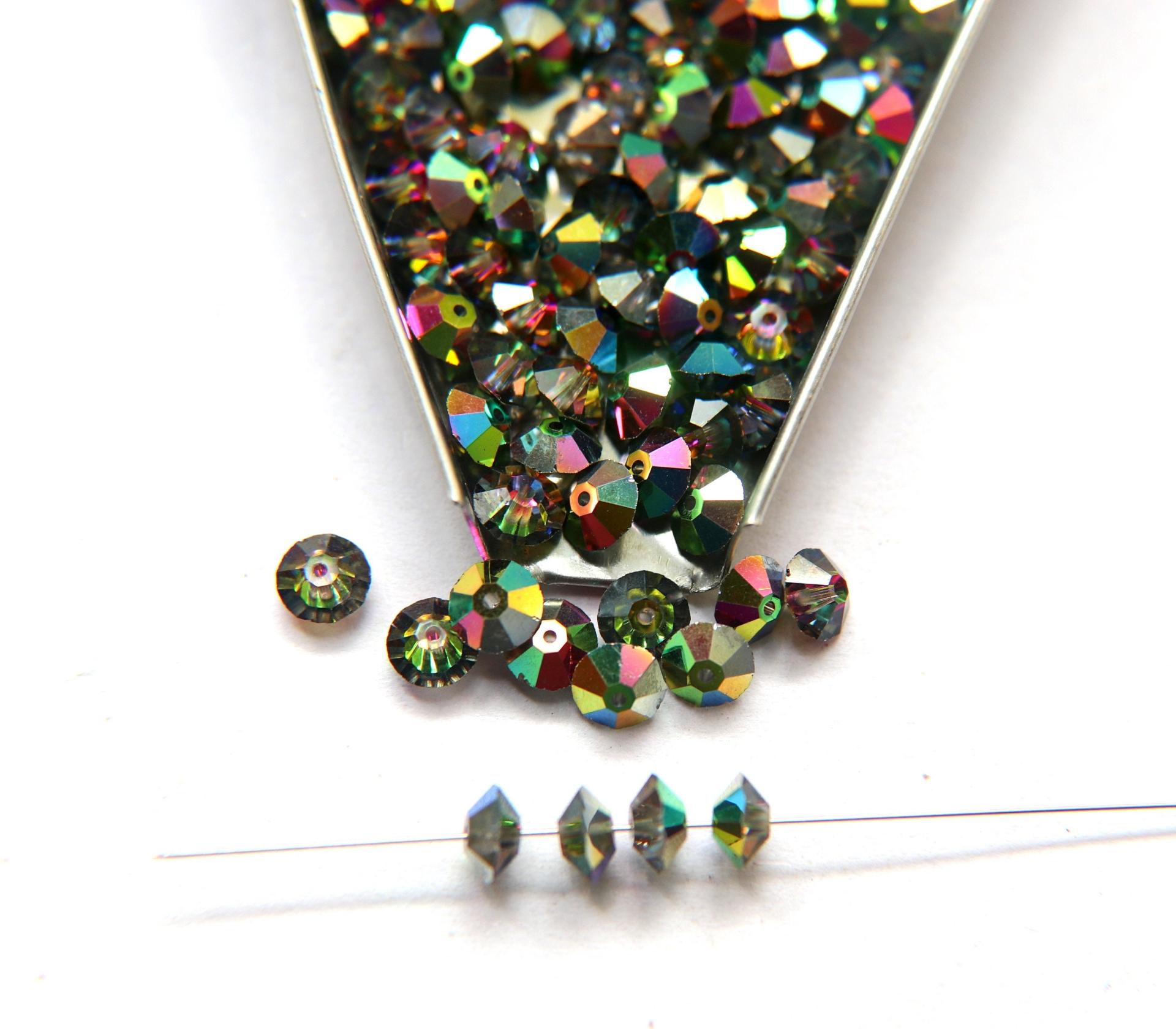 6x4mm Vintage Swarovski Light Vitrail Medium Flat Bicone Spacer Beads 6/12/36/172/44/288/720 Pieces jewelry making, wedding decorations