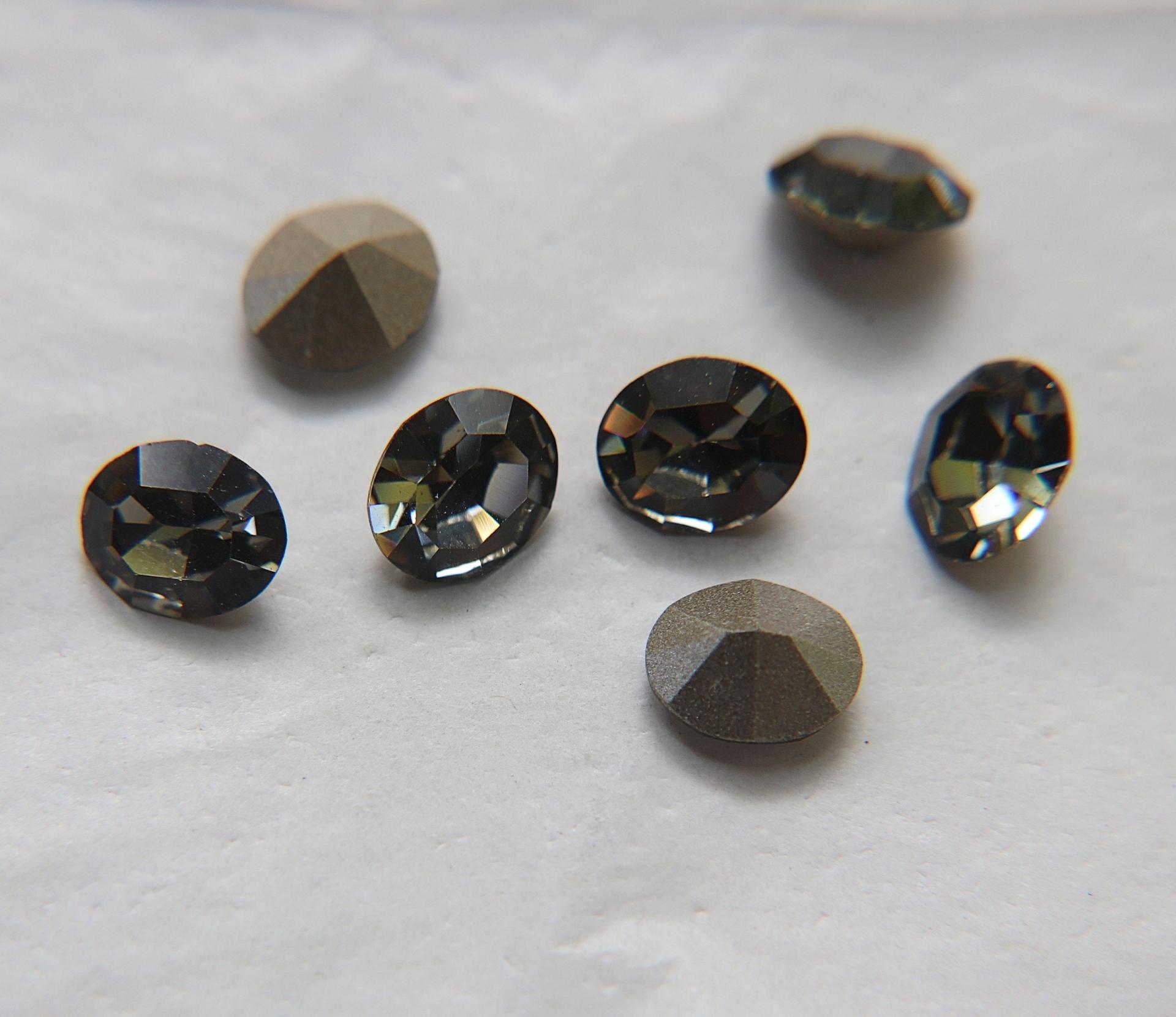 Vintage Swarovski 12x10 mm Black Diamond Oval Shape 4128/4100 Premier Crystal Rhinestones 6/12/36/72/144 Pieces gemstones, jewlery making