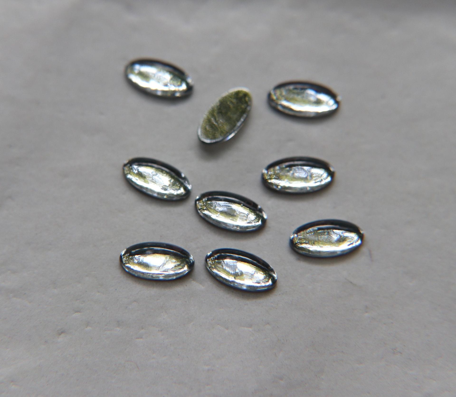 8X4mm vintage Cabochon flat back navette glass cabs, cabochons, West Germany