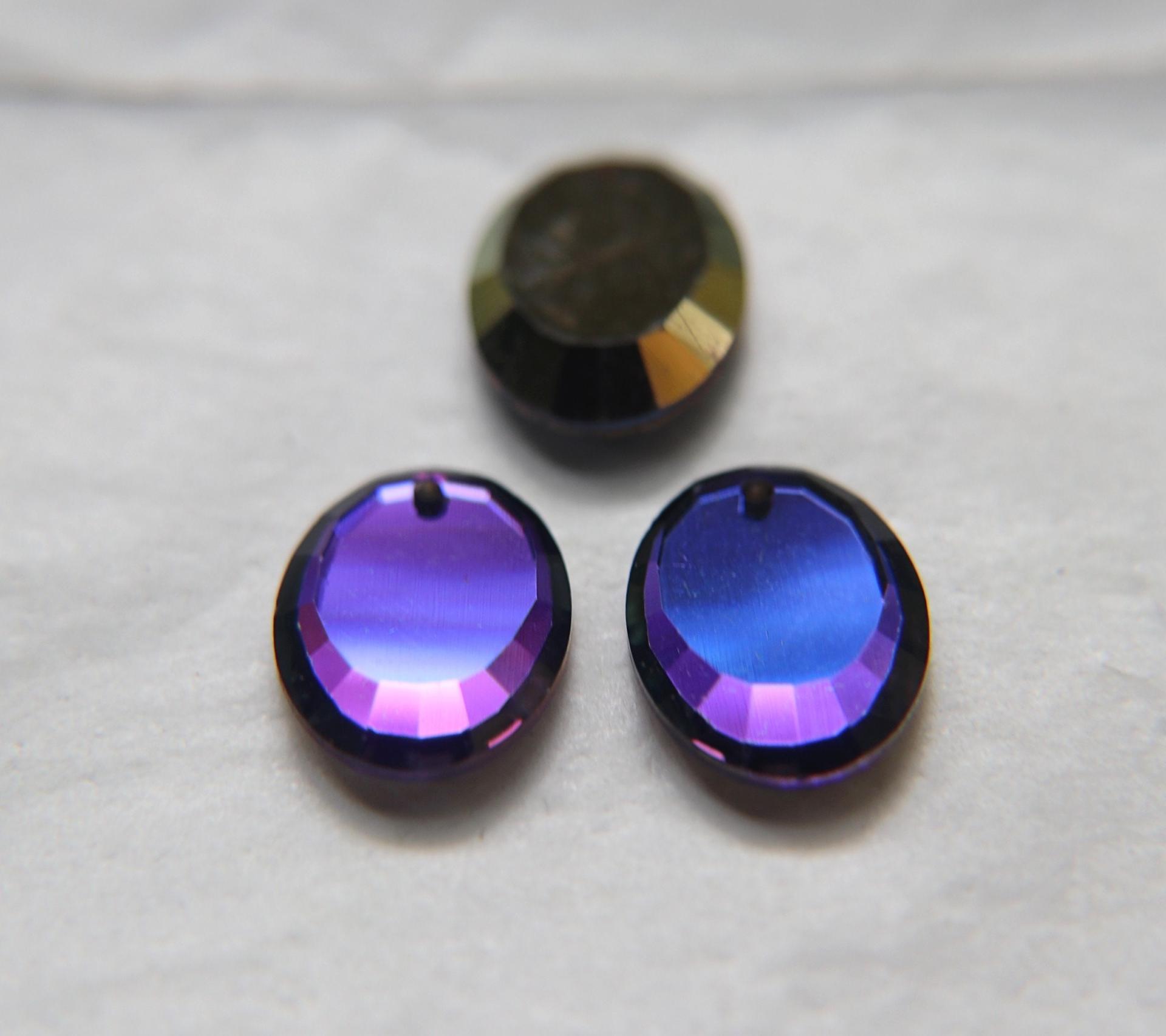 Vintage Swarovski 18x13 mm Crystal Heliotrope 6120 Flat Oval Mirror Pendant Fancy Crystal drops 2/6 Pieces