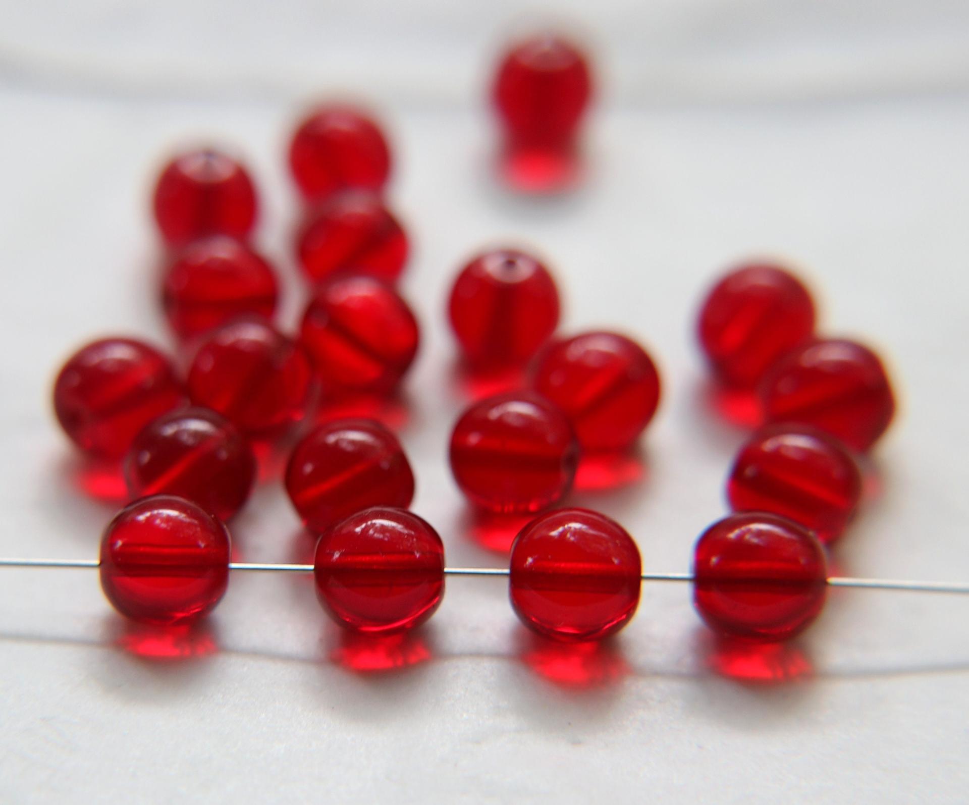 Czech Vintage Pearls 7mm Round in Siam 10/20/50/250/500 Pieces Jewelry making beads