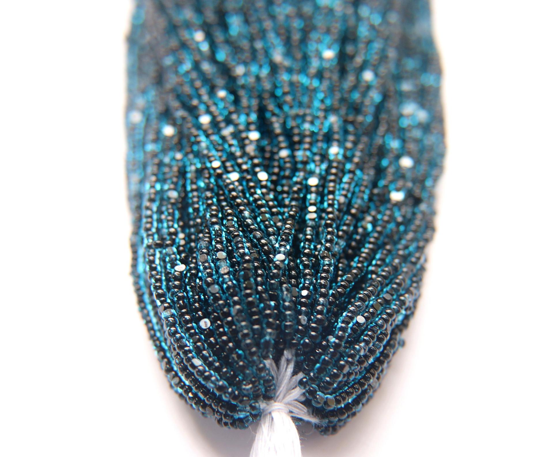 11/0 Hanks Charlotte Cut Beads Aqua Jet Lined 1/5/25/50/100 Hanks 2.0mm jewellery NATIVE rare glass beads, jewelry supply,