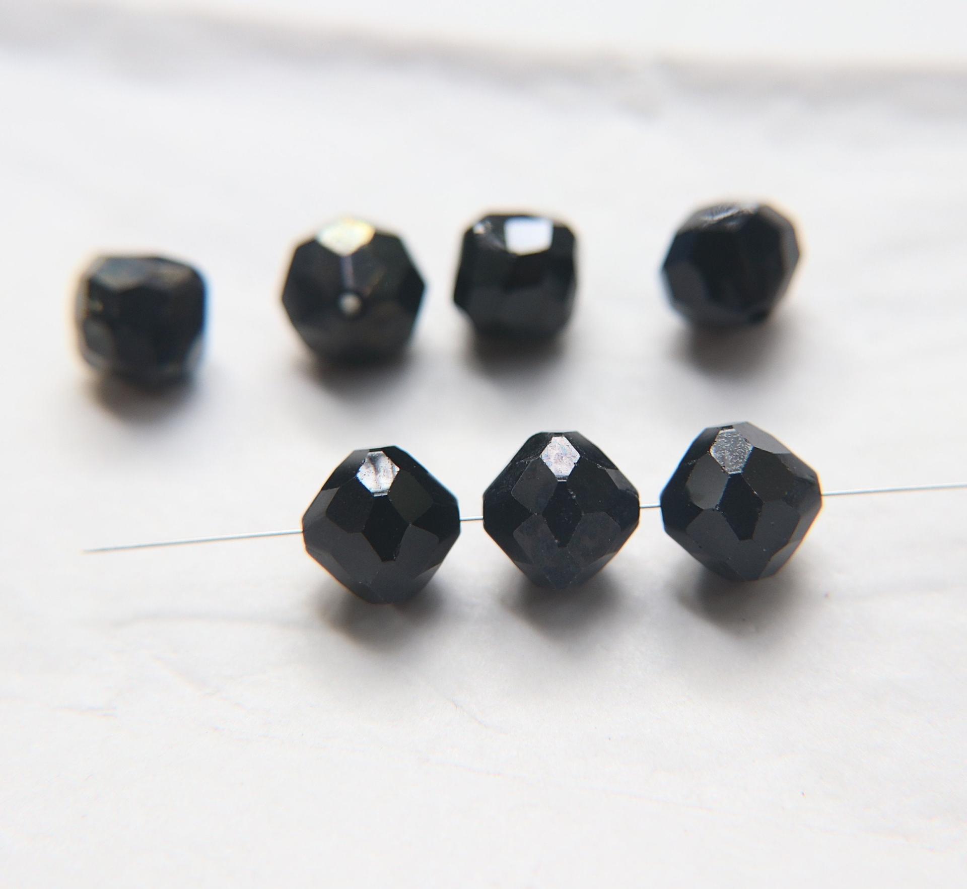 12mm Vintage Swarovski crystal beads, Jet faceted article 5309, 2/6/12/36 Pieces