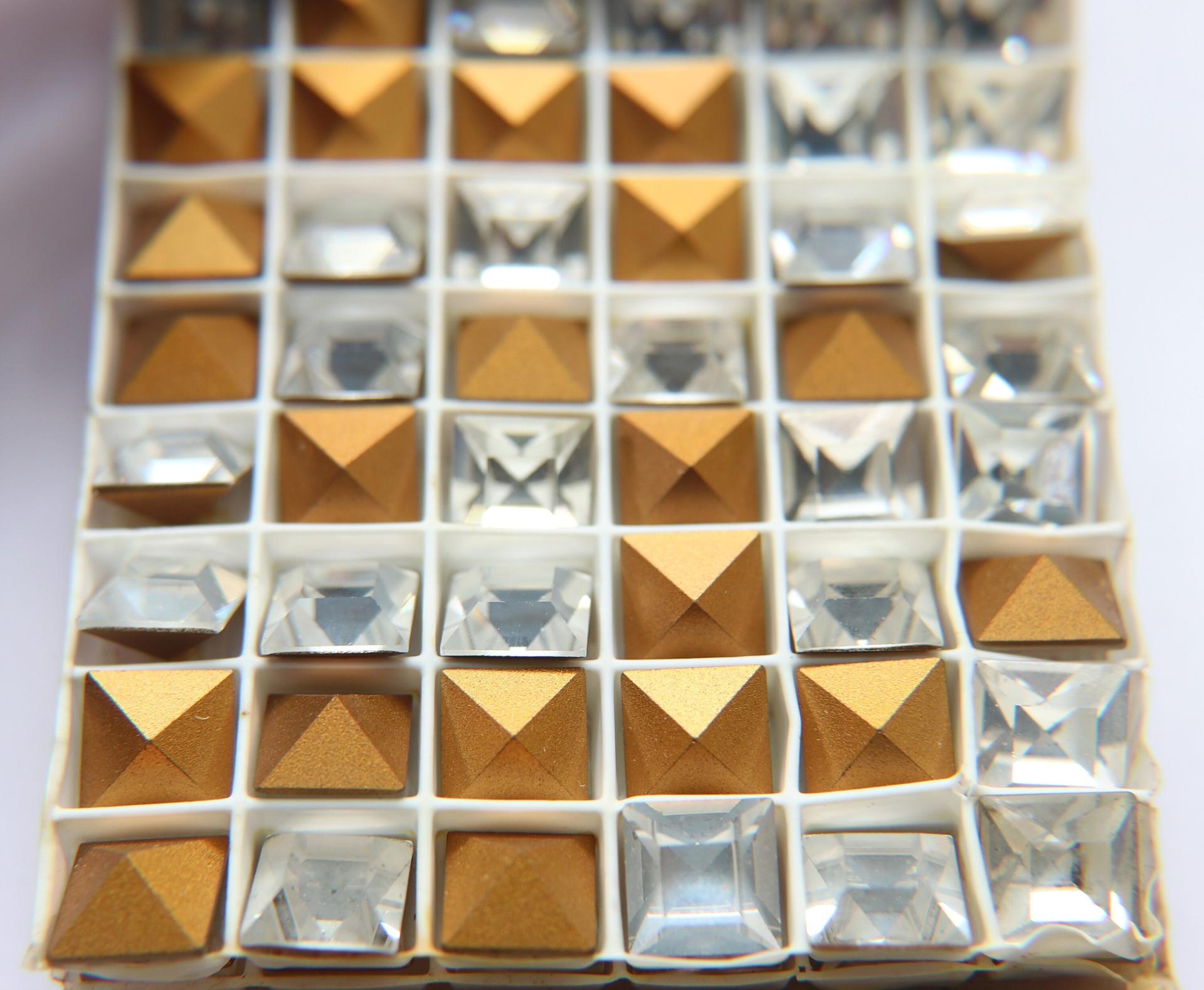 10mm Crystal Clear Square Rhinestones Vintage Swarovski 4400 Gold Foil Pointed Back 2/6/12/36 Pieces fancy stones, jewelry making, craft