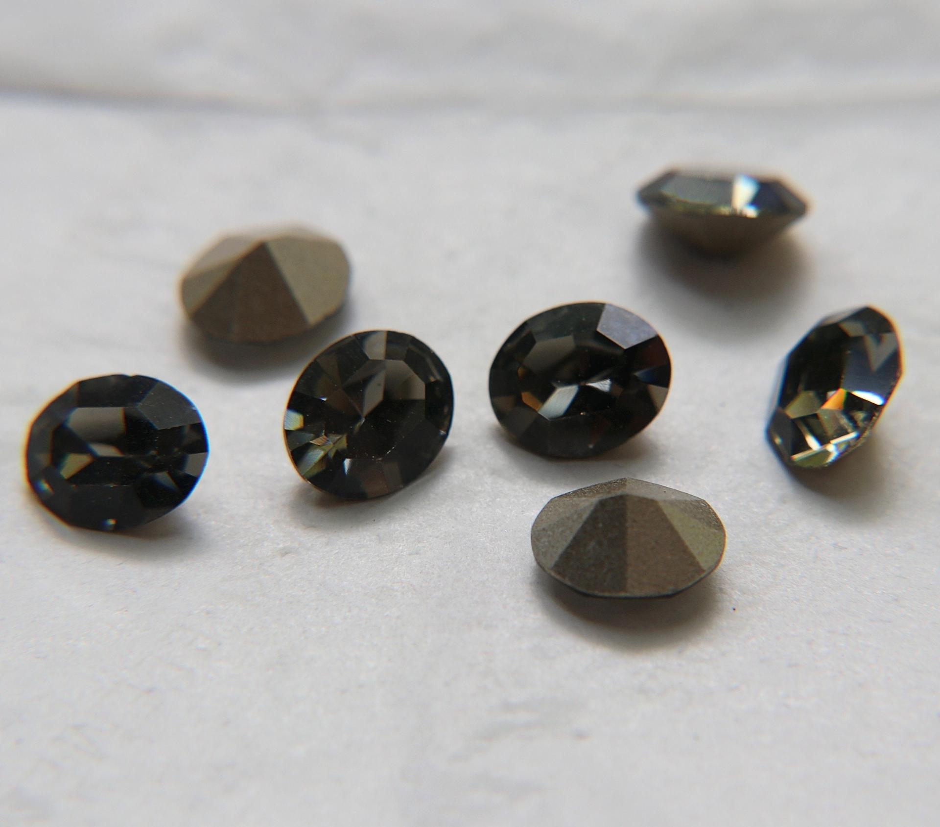 Vintage Swarovski 12x10 mm Black Diamond Oval Shape 4128/4100 Premier Crystal Rhinestones 6/12/36/72/144 Pieces gemstones, jewlery making
