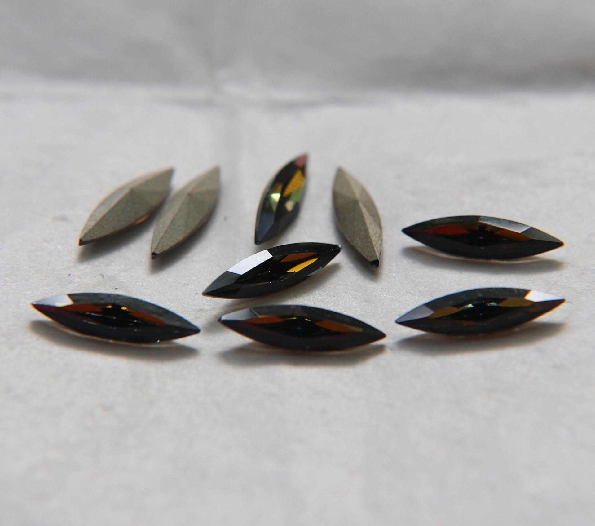 15x4mm Swarovski Crystal Tabac Marquise, New Vintage Pointy Back Navette 4200 crystals, gold foil 6/24 Pieces Jewery making stones