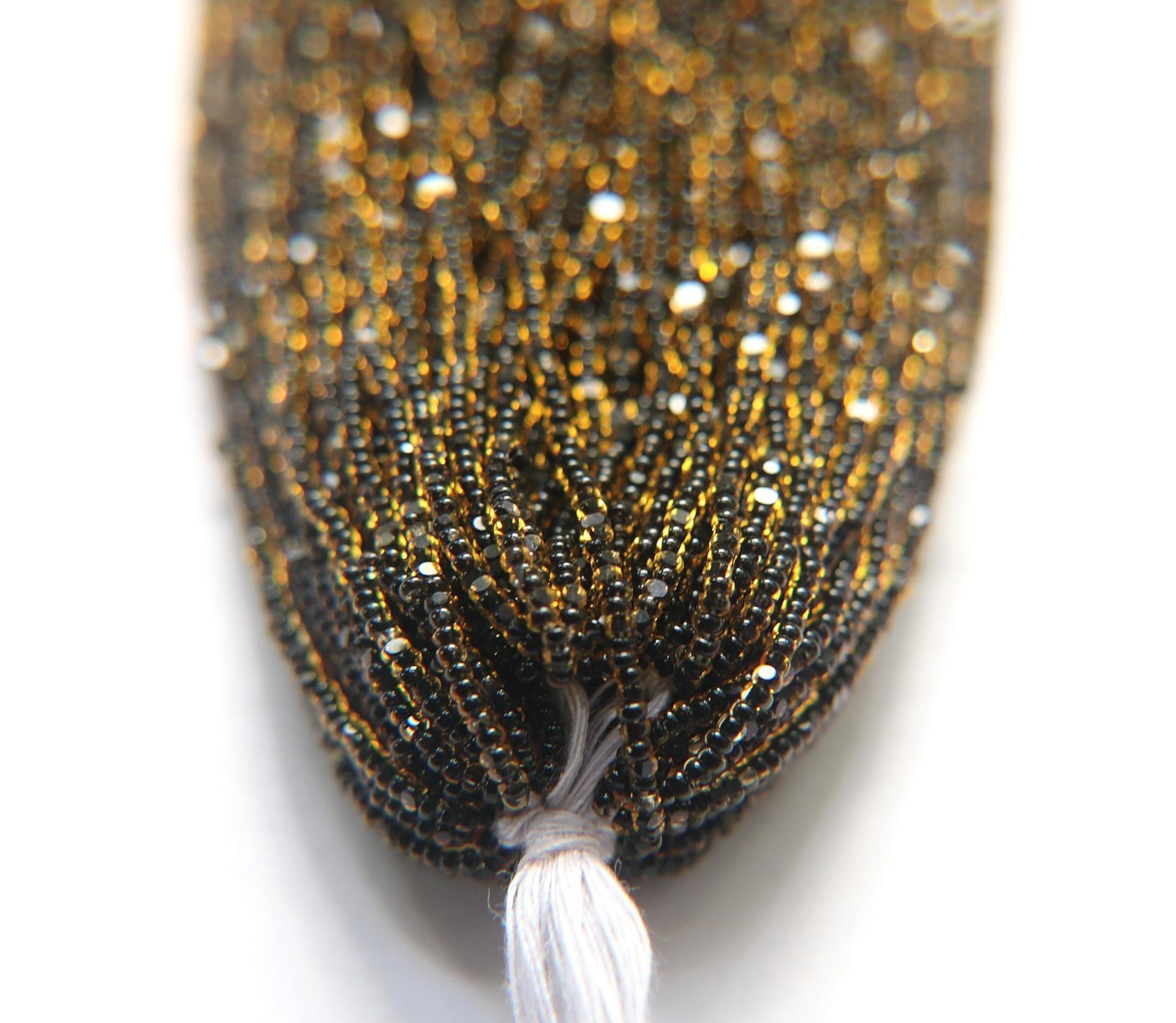13/0 Hanks Charlotte Cut Beads Honey Jet Lined 1/5/25/50/100 Hanks jewellery rare glass beads, jewelry supply, findings
