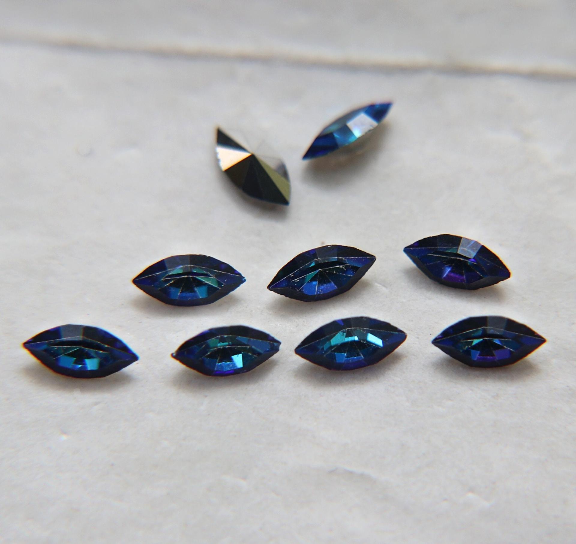 6X3 mm Swarovski fancy Navette fancy Crystal Bermuda Blue foiled 36/72/144/288 Pieces Jewery making stones gemstones, fancy opal stones