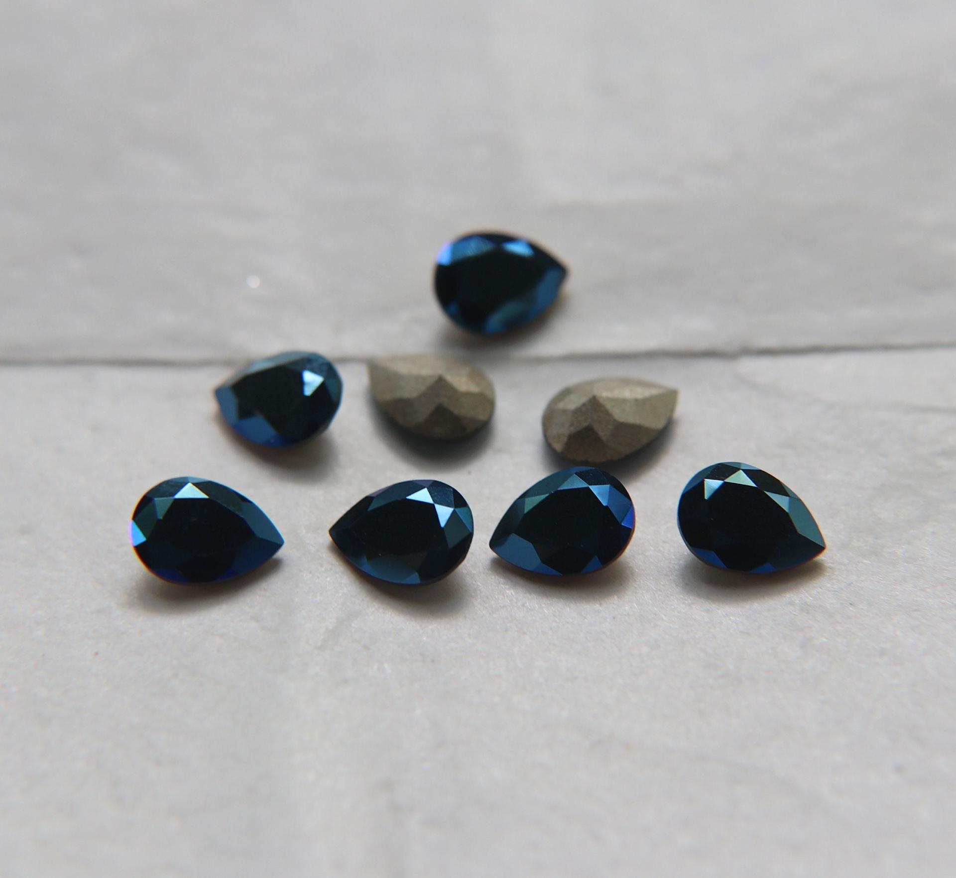 Vintage Swarovski 8x6 mm Crystal Metallic Blue Pear Shape 4320 Premier Crystal Rhinestones 6/12/36/72/144 Pieces gemstones, jewlery