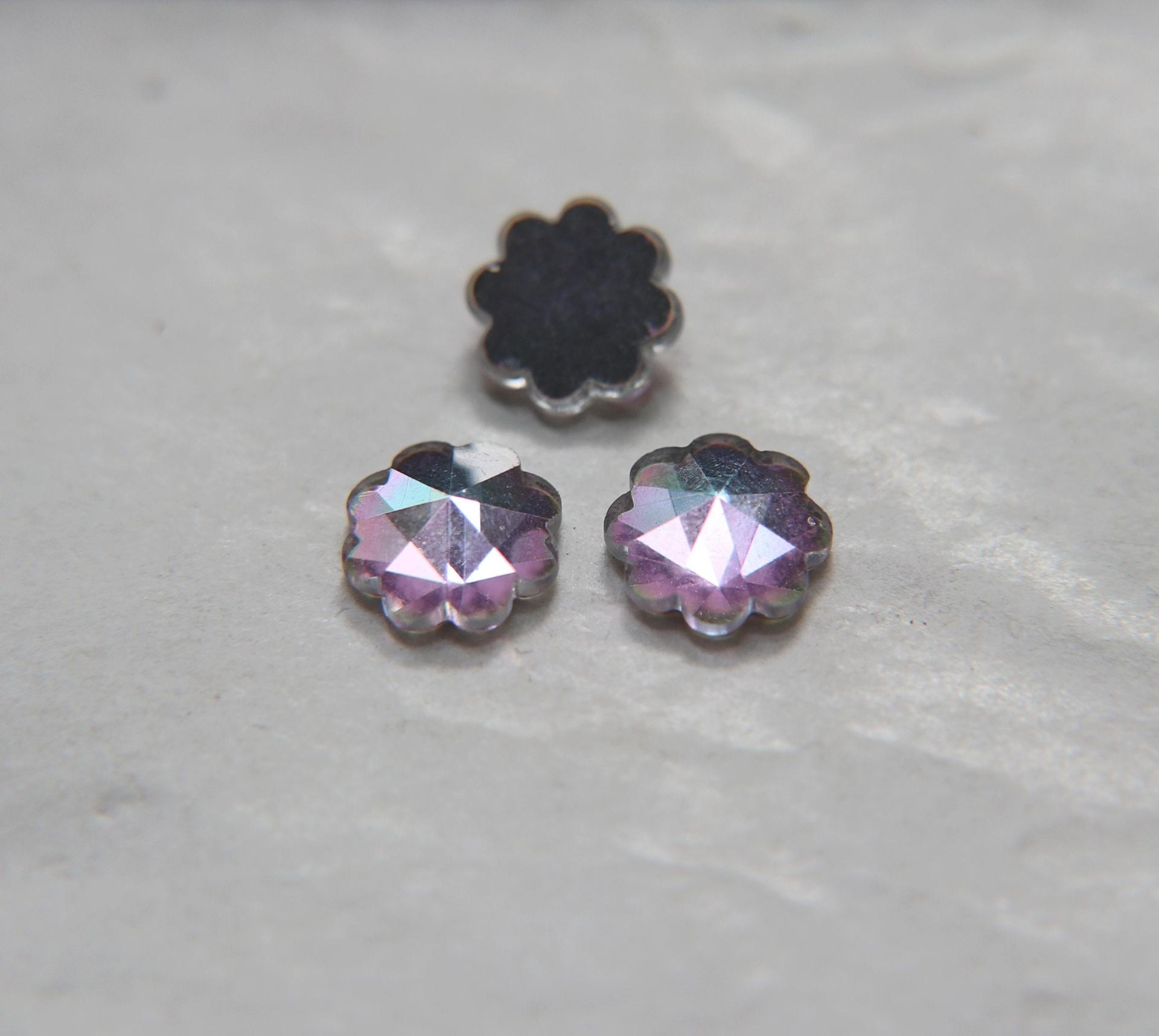 10mm Swarovski Vintage Flower Foiled Flat Back Rhinestones in VITRAIL LIGHT 2/6/12/36/72 pieces Vintage findings, jewellery parts